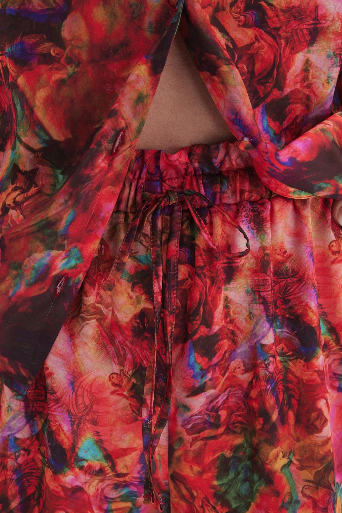 Seille Desenli Saten Kısa Pijama Takımı