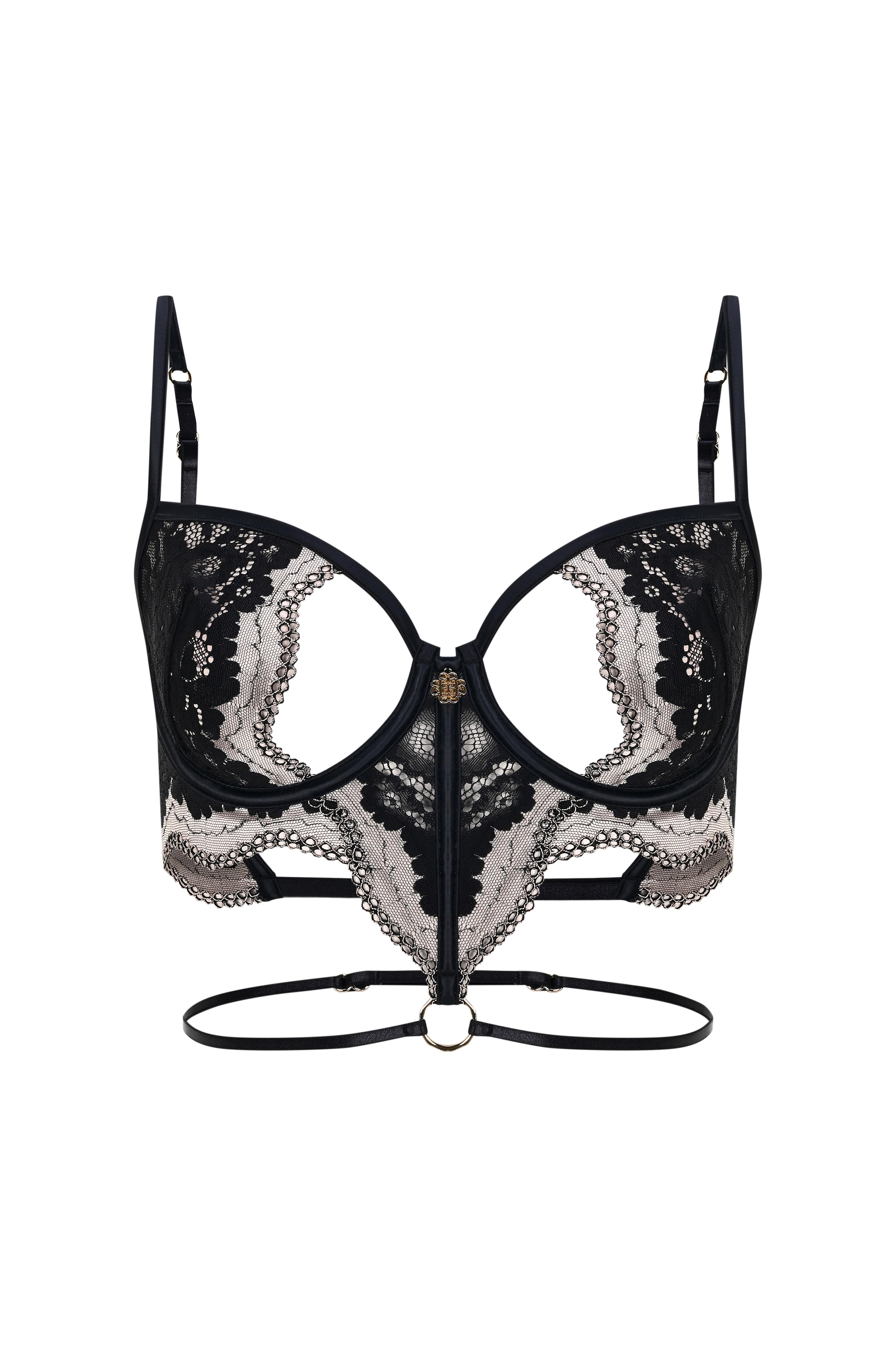 Sensure Siyah Dantelli Dekolteli Büstiyer Sütyen