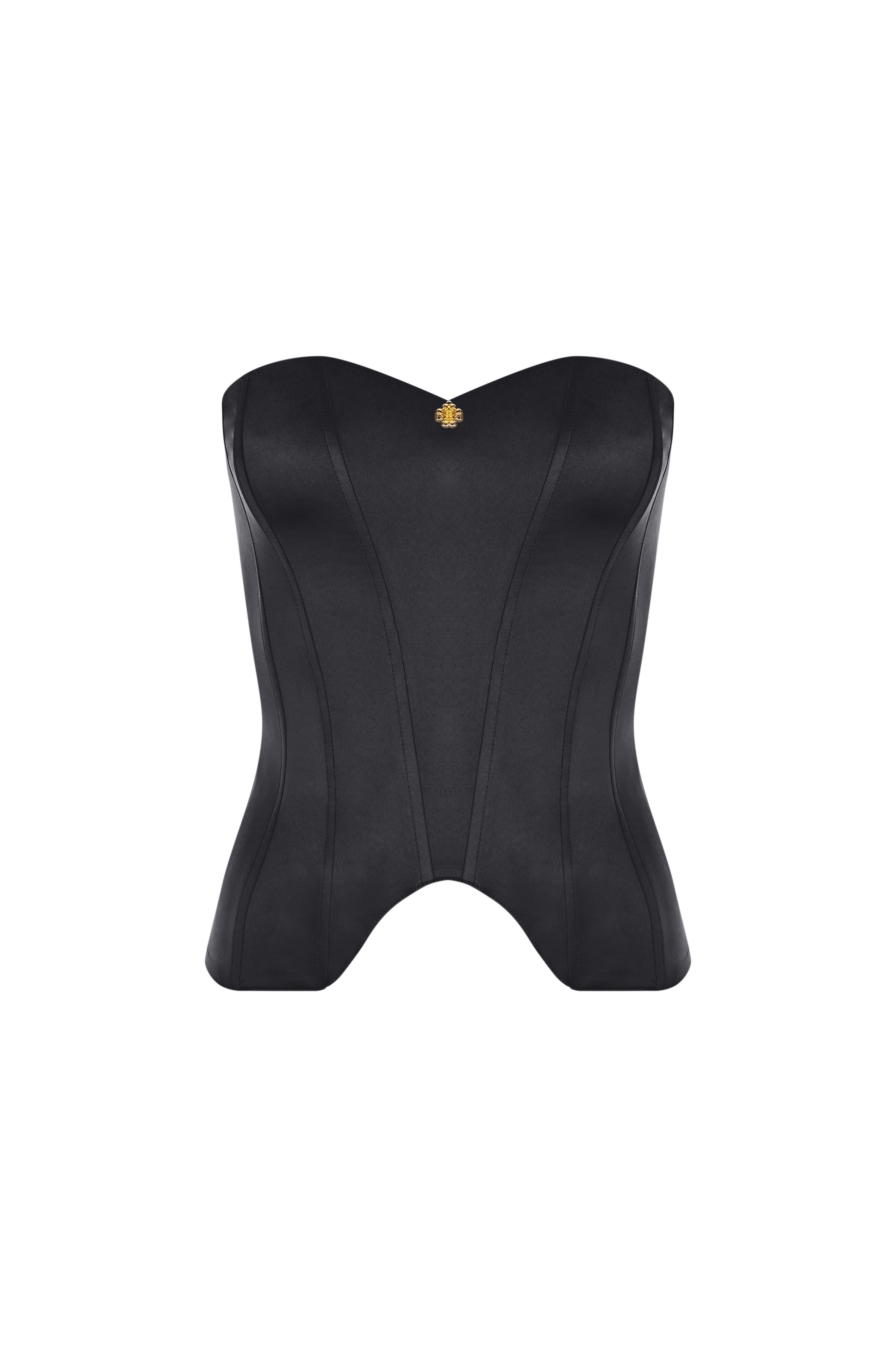 Sensure Siyah Saten Korse