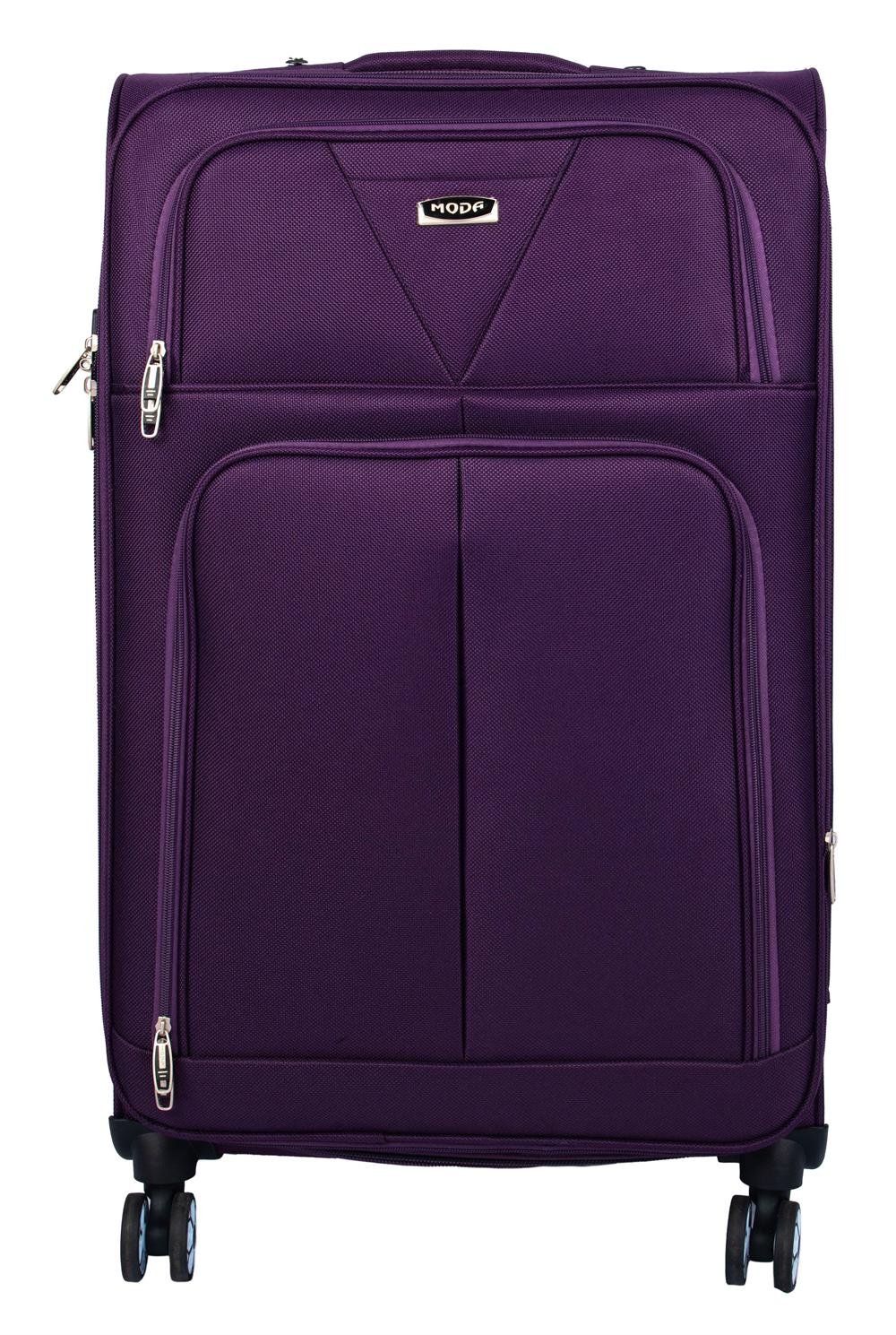 MODA 636 MOR LÜX KUMAŞ 3 LÜ VALİZ SETİ ÇELİK ÇEMBER
