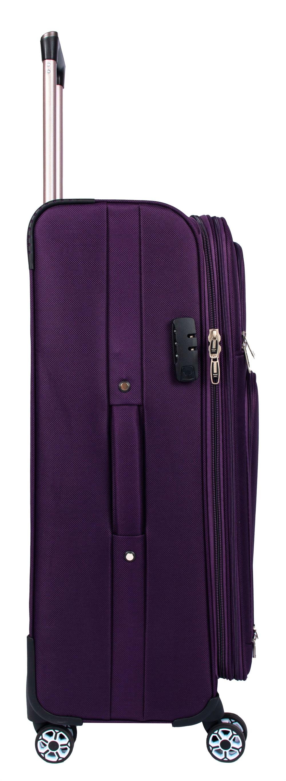 MODA 636 MOR LÜX KUMAŞ 3 LÜ VALİZ SETİ ÇELİK ÇEMBER