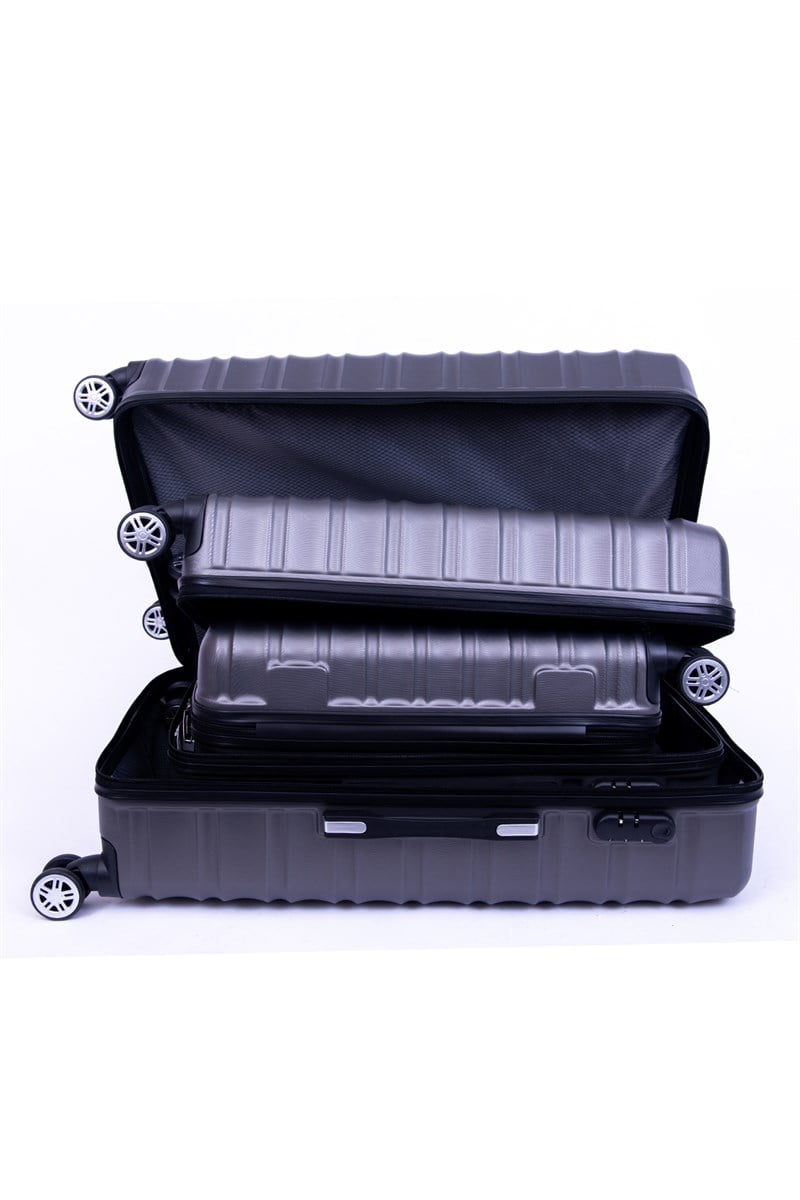 MV 05 FÜME ABS PLASTİK 3 LÜ VALİZ SETİ