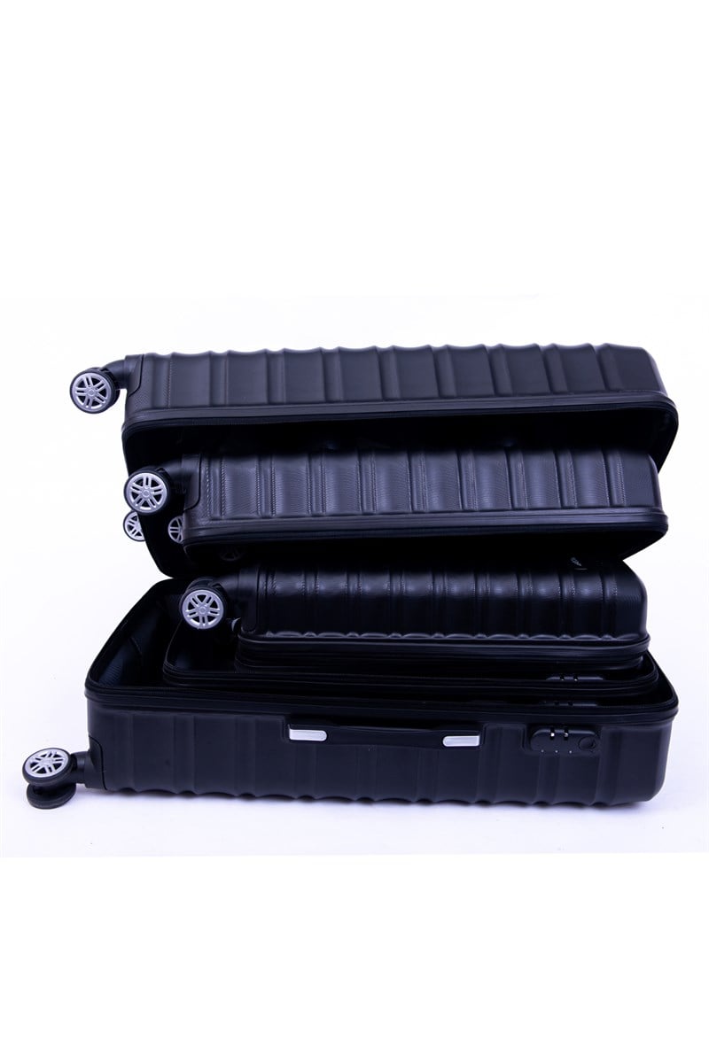 MV 05 SİYAH ABS PLASTİK 3 LÜ VALİZ SETİ