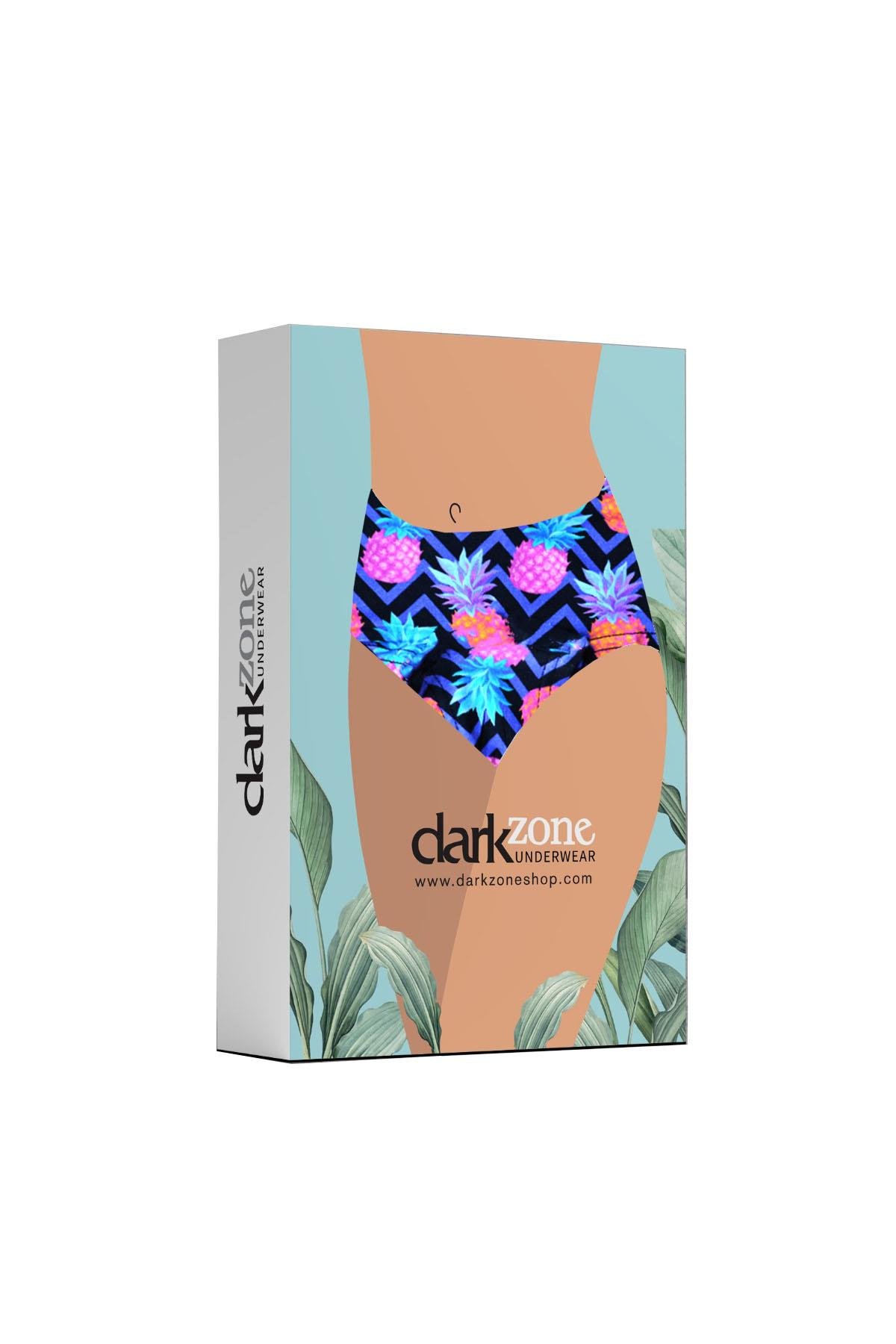 Dijital Baskılı Ananas Desenli Kadın Boxer - DZBYN0002