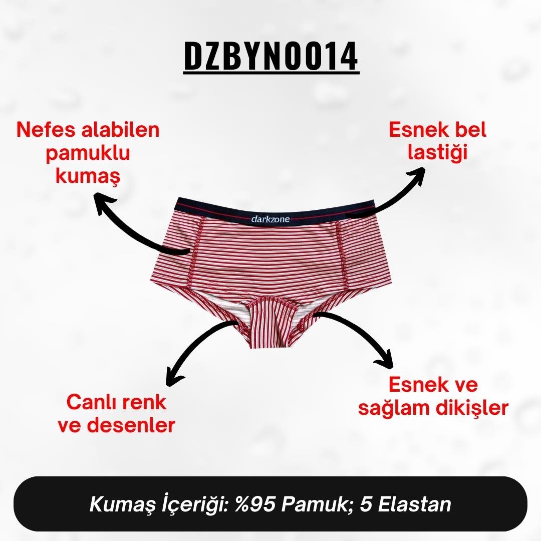 Dijital Baskılı Çizgi Desenli Kadın Boxer - DZBYN0014