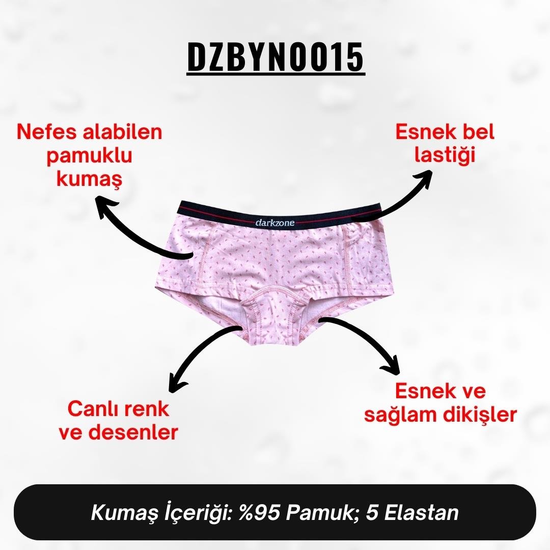 Dijital Baskılı Desenli Pembe Kadın Boxer - DZBYN0015