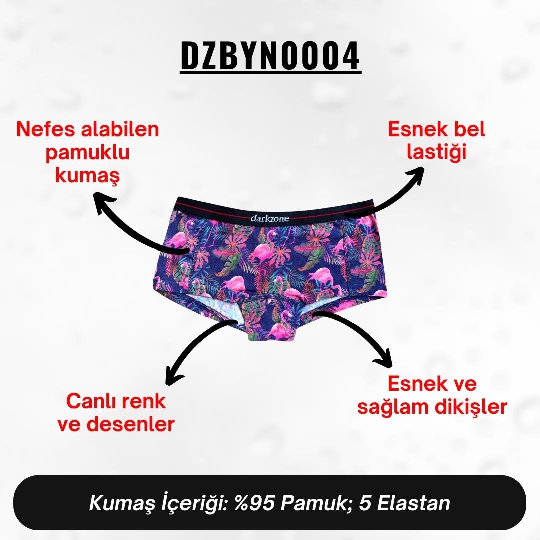 Dijital Baskılı Flamingo Desenli Kadın Boxer - DZBYN0004
