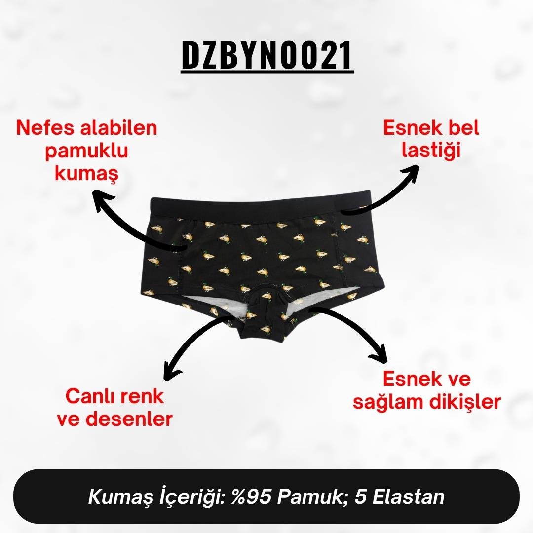 Dijital Baskılı Ördek Desenli Kadın Boxer - DZBYN0021