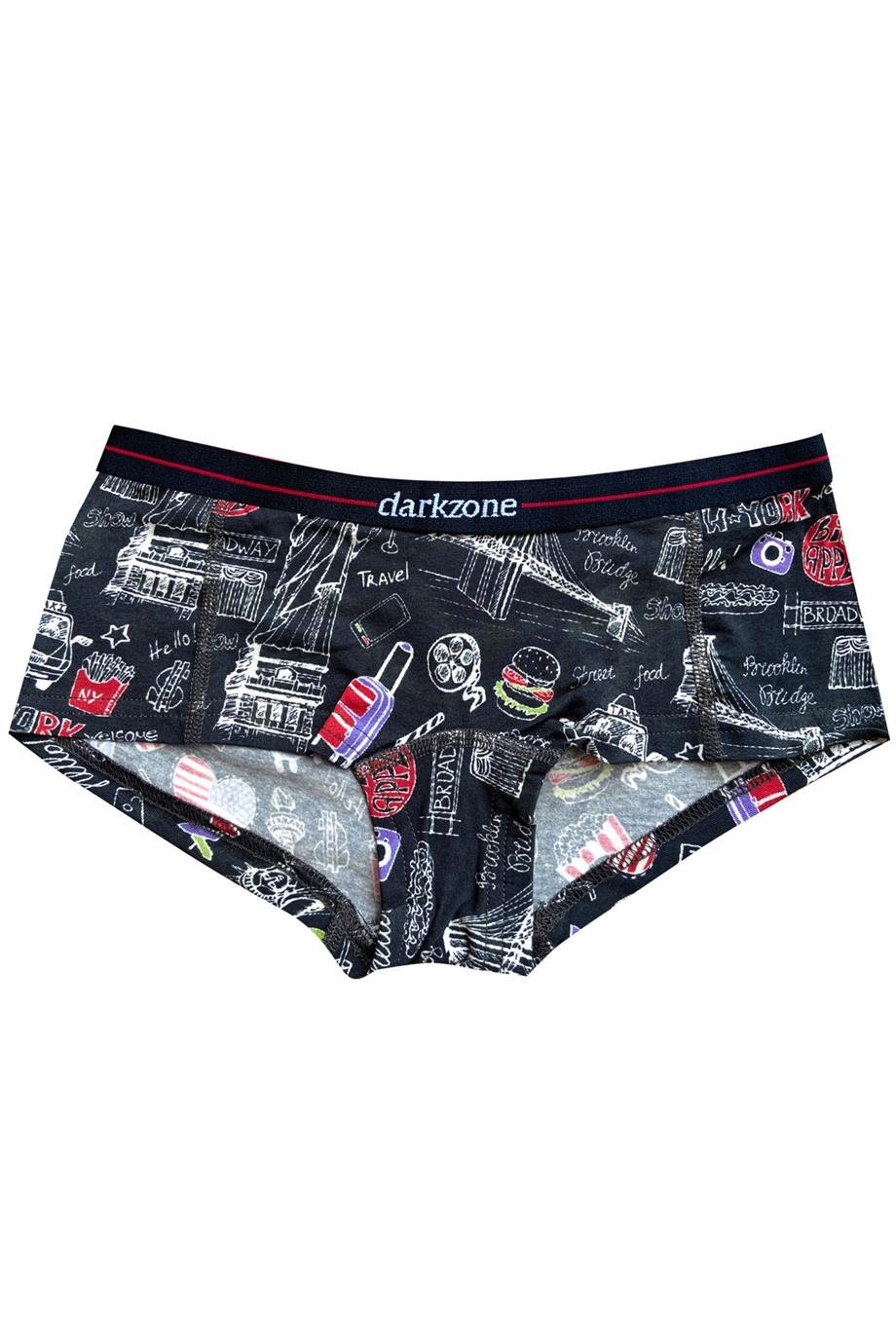 Dijital Baskılı Seyahat Desenli Kadın Boxer - DZBYN0008