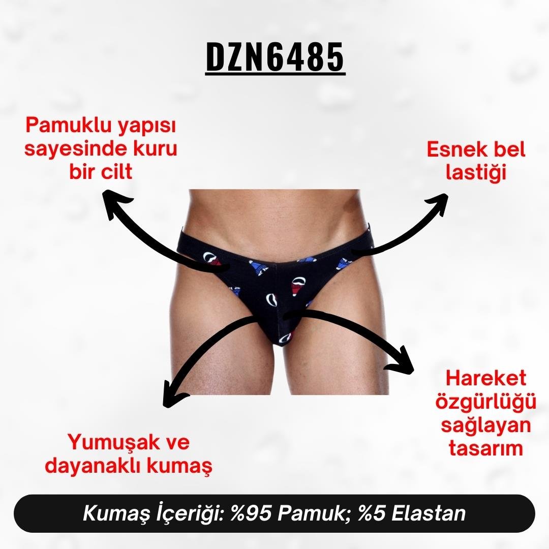 Şapka Desenli Siyah Erkek Slip - DZN6485