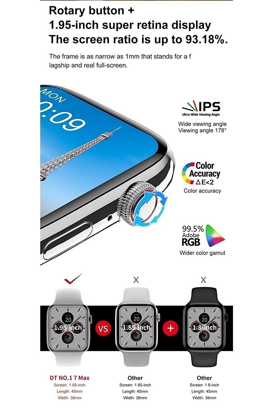 Smart Watch Watch 7 DT3 Mini Black Akıllı Kol Saati
