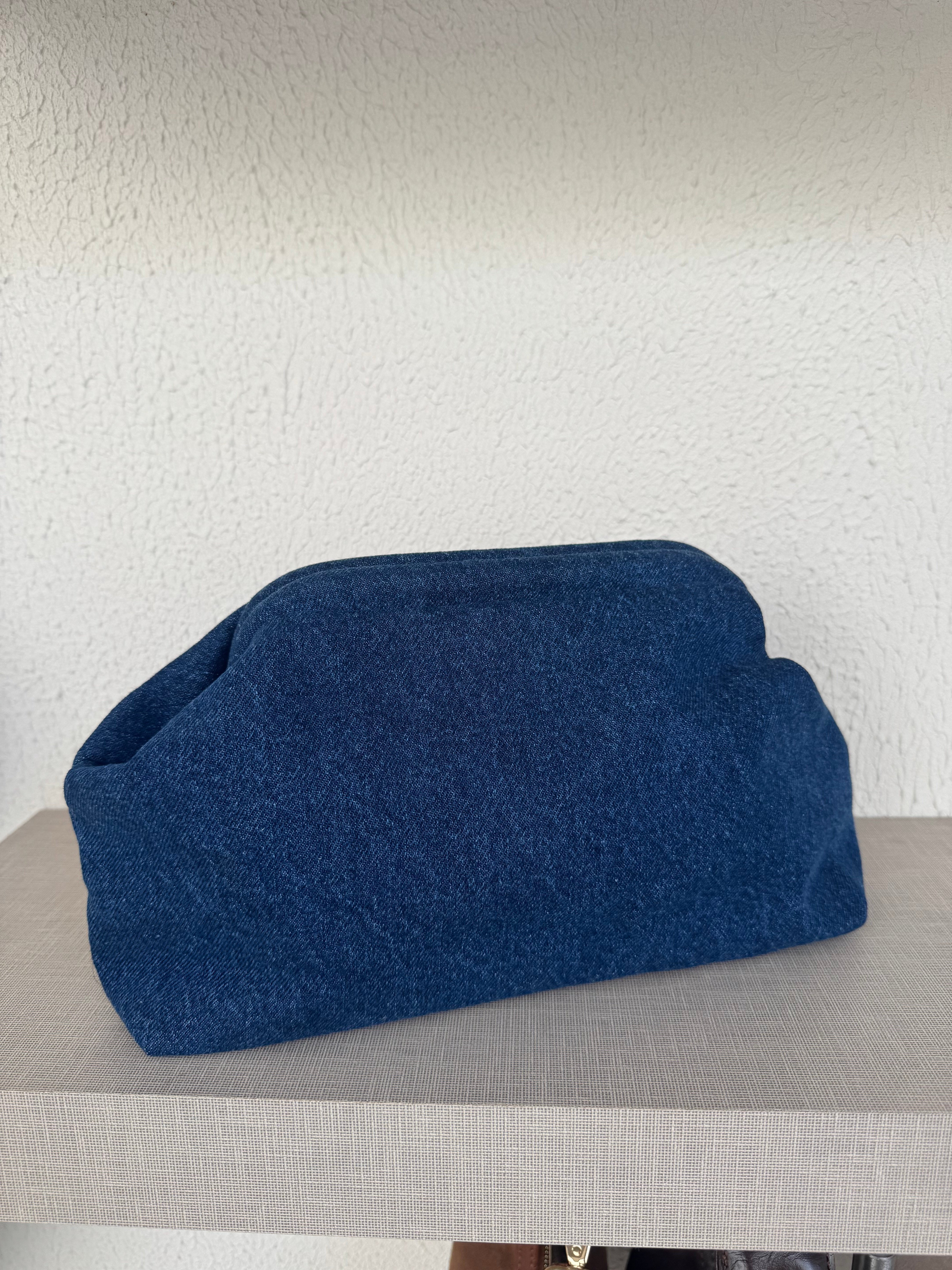Burslu Clutch Mini Çanta Denim Lacivert