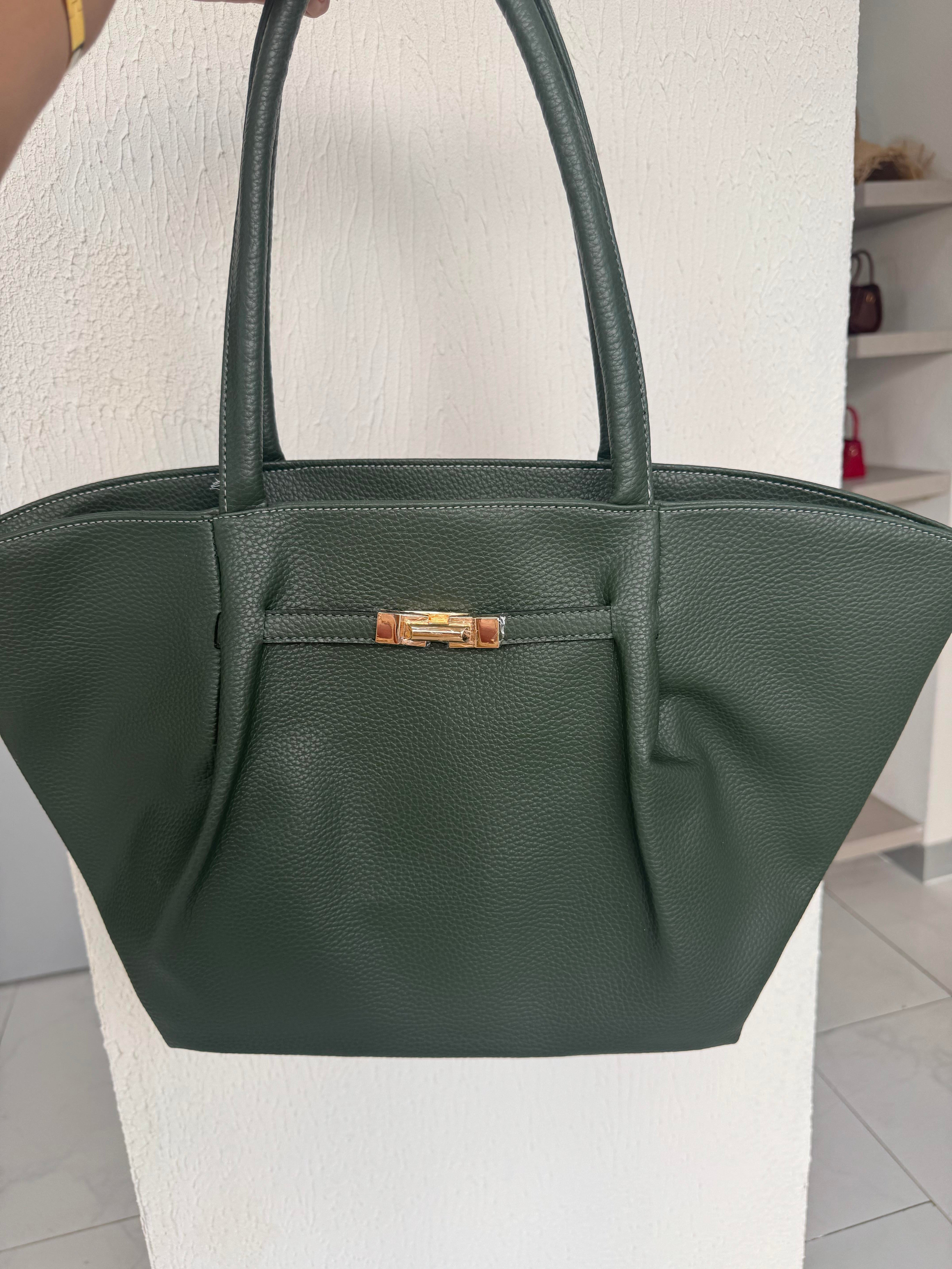 Dokulu Oversize Günlük Çanta Haki