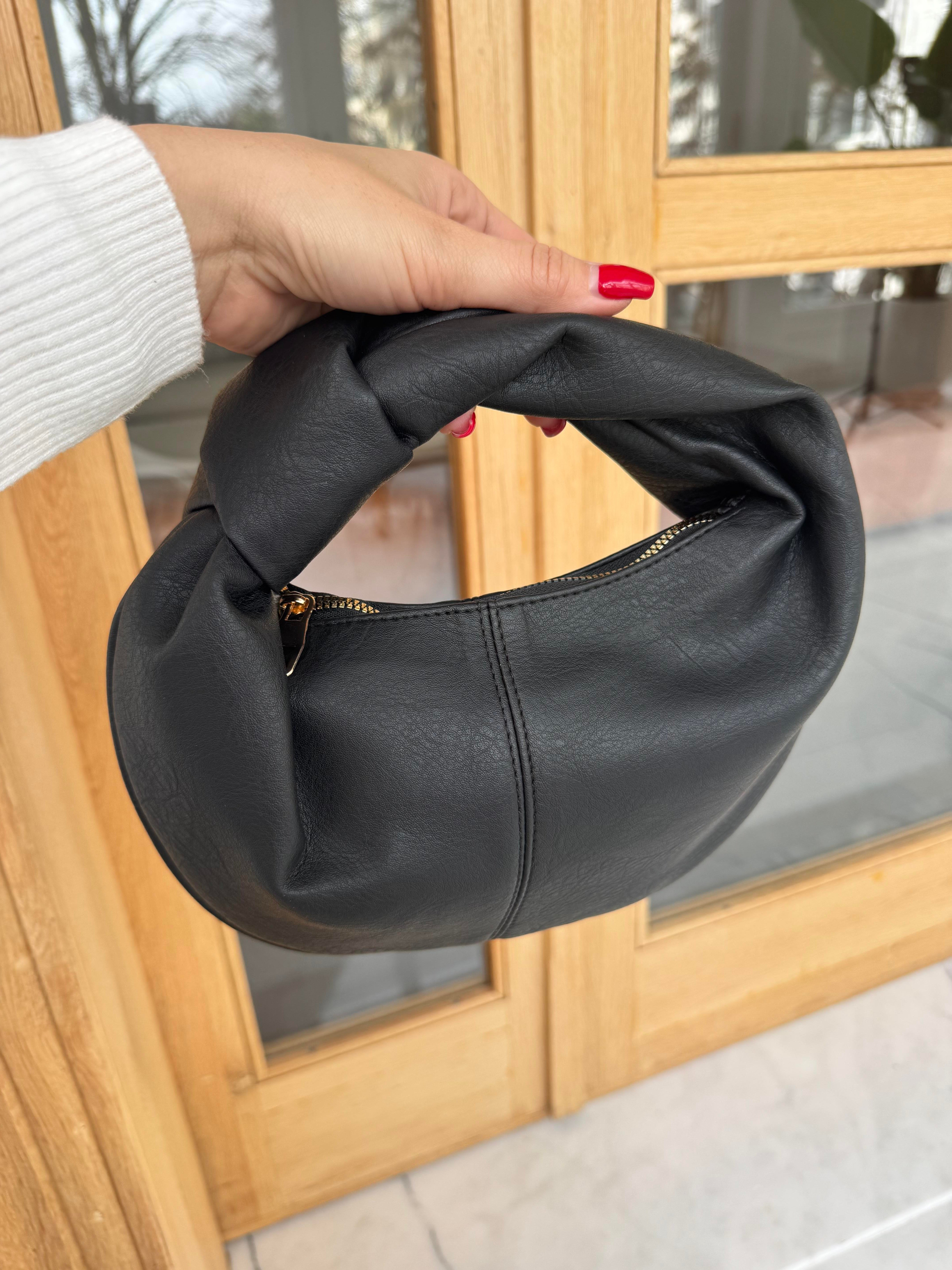 Hobo Bag Düğüm Detaylı Mini Omuz Çantası Siyah