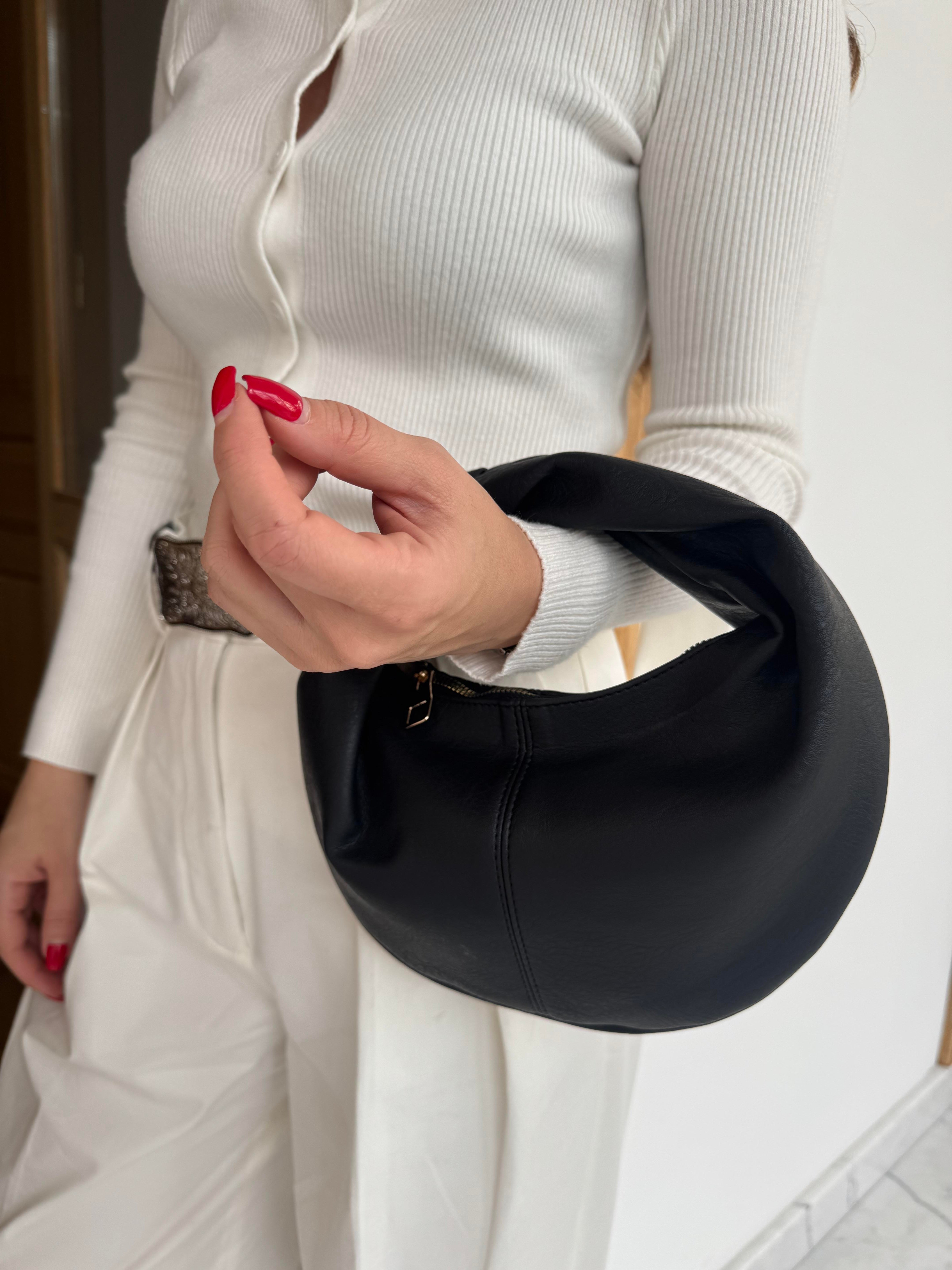 Hobo Bag Düğüm Detaylı Mini Omuz Çantası Siyah