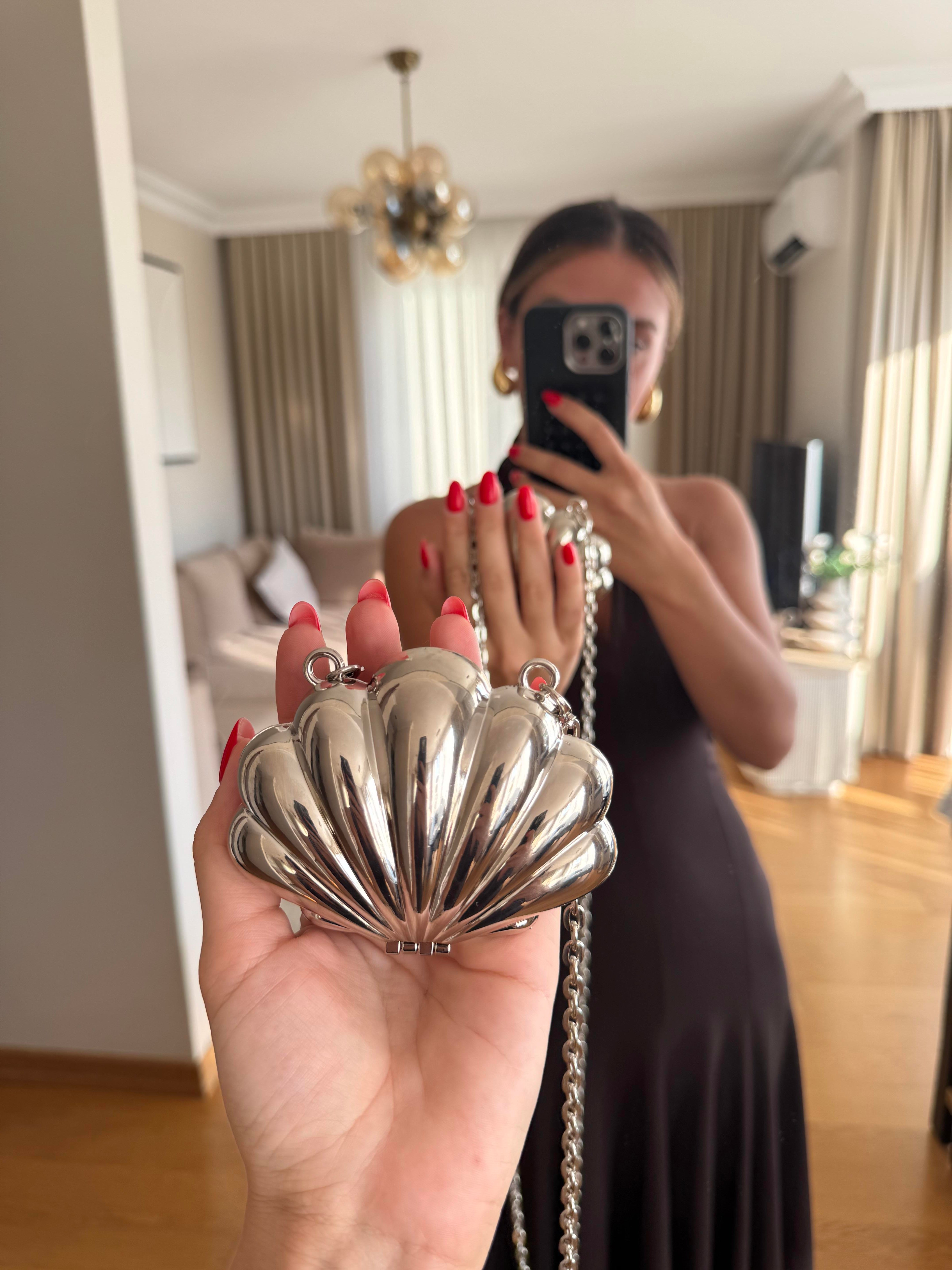 Mini İstiridye Çanta Silver
