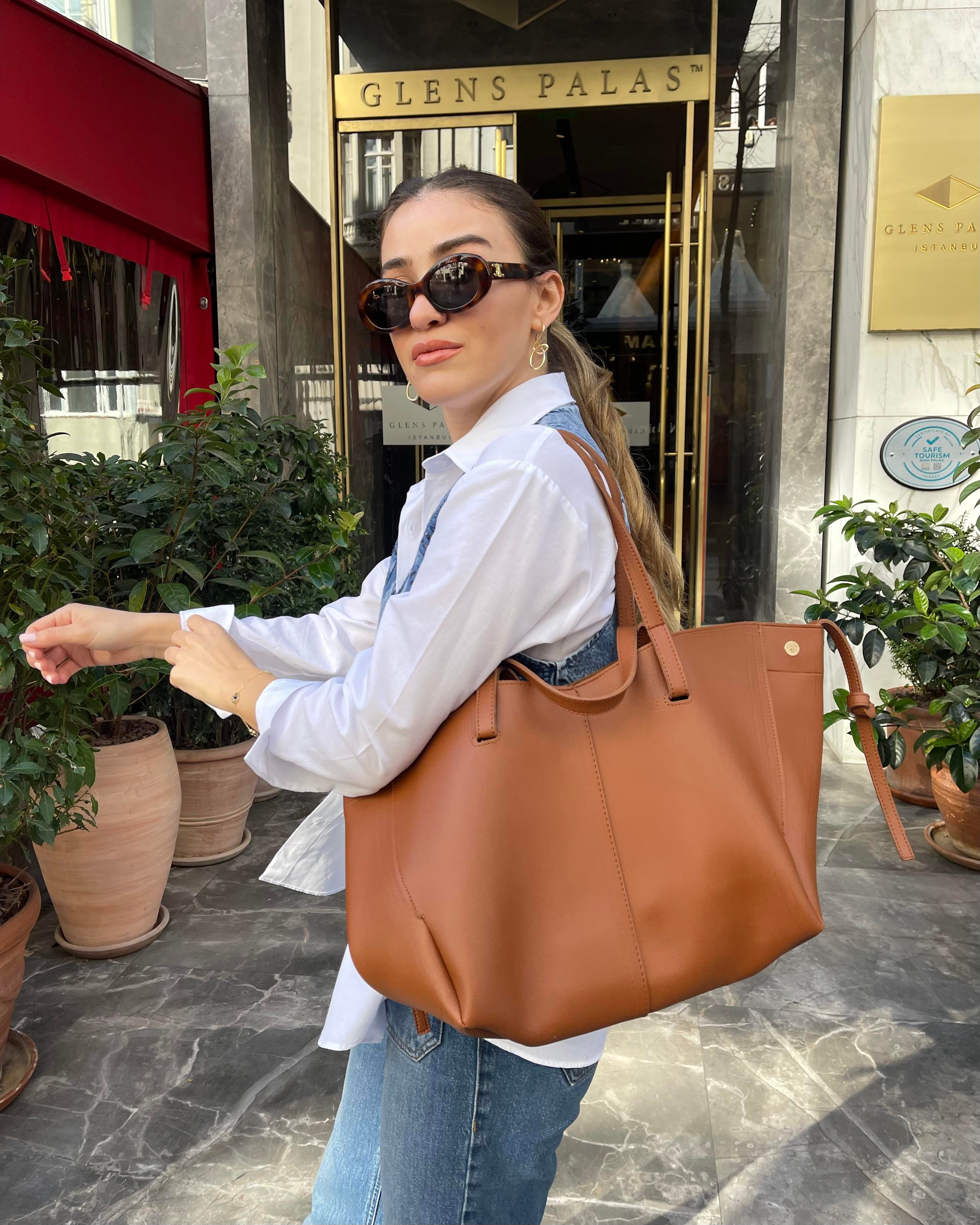 Oversize Cüzdanlı Günlük Çanta Taba