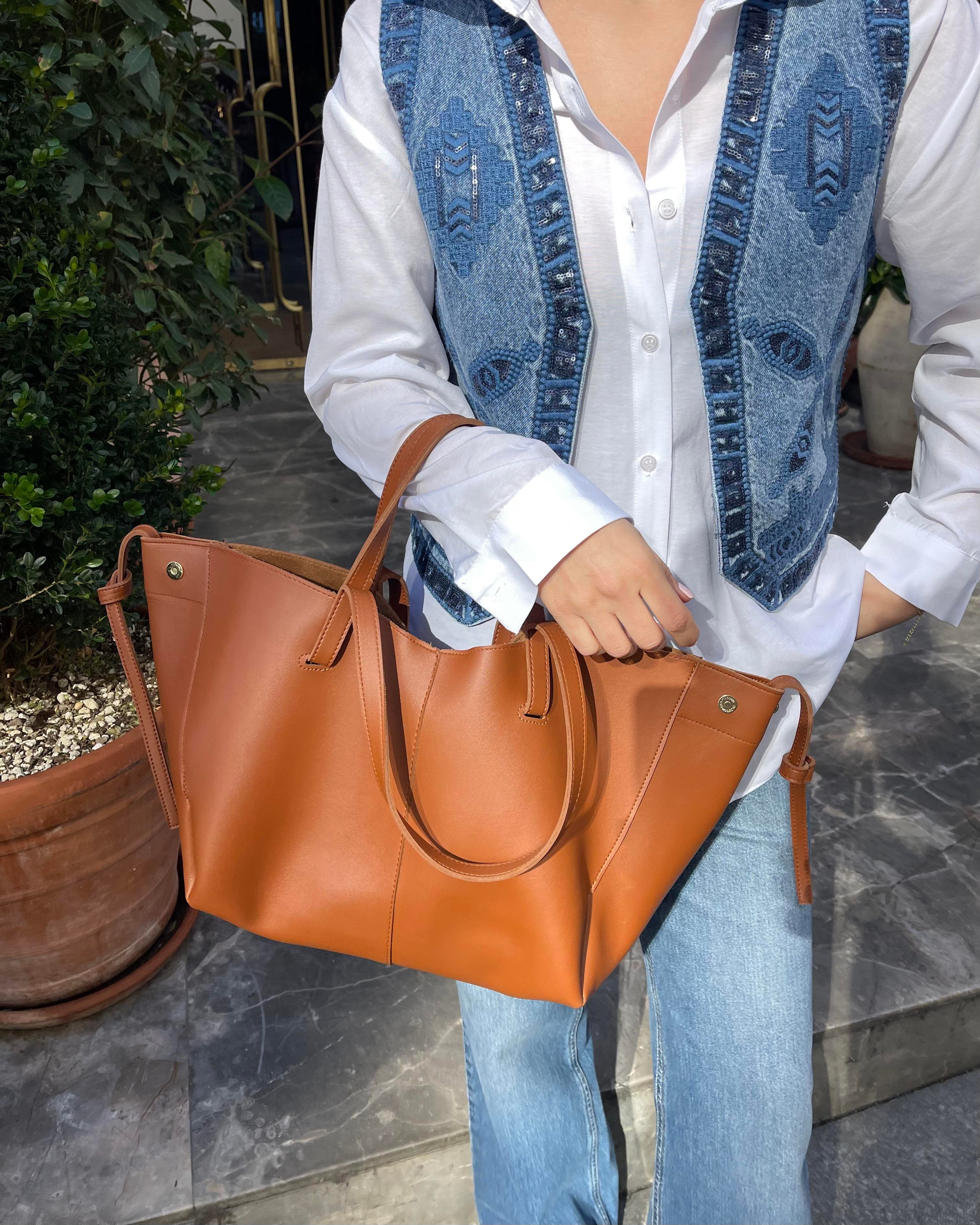 Oversize Cüzdanlı Günlük Çanta Taba