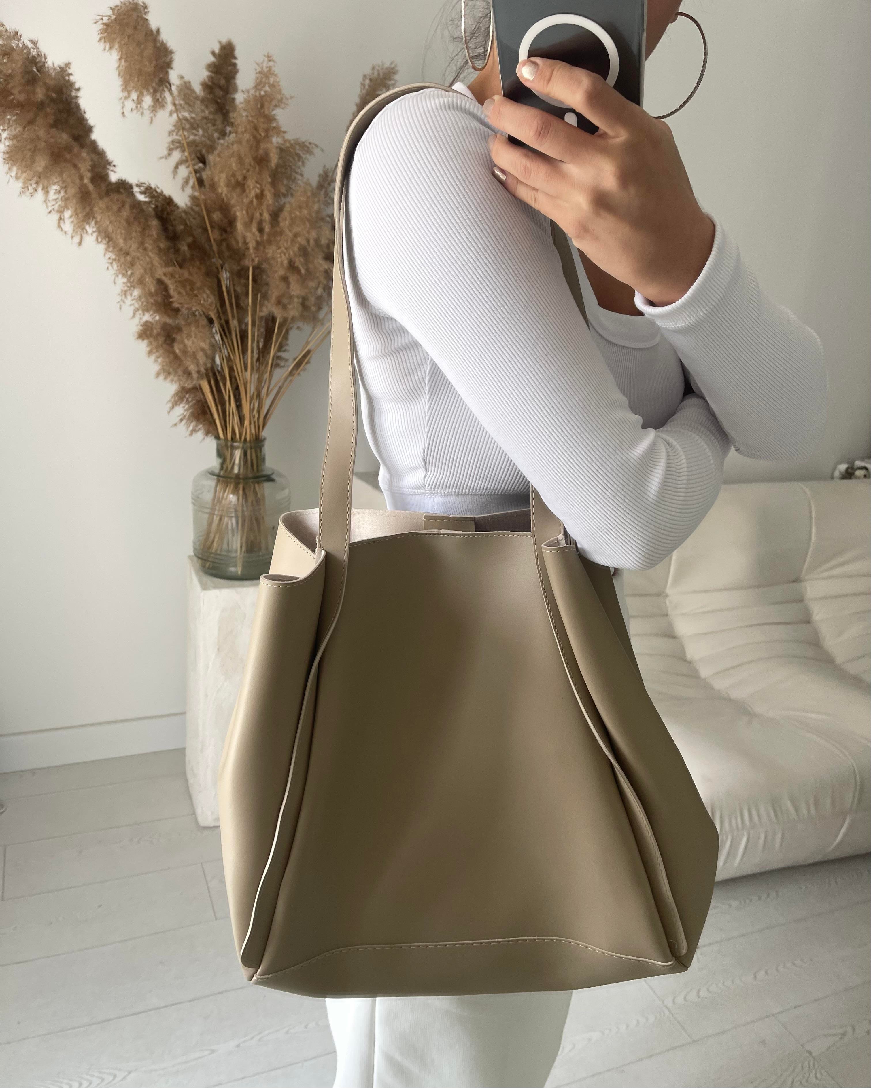 Oversize Yavrulu Çanta Vizon