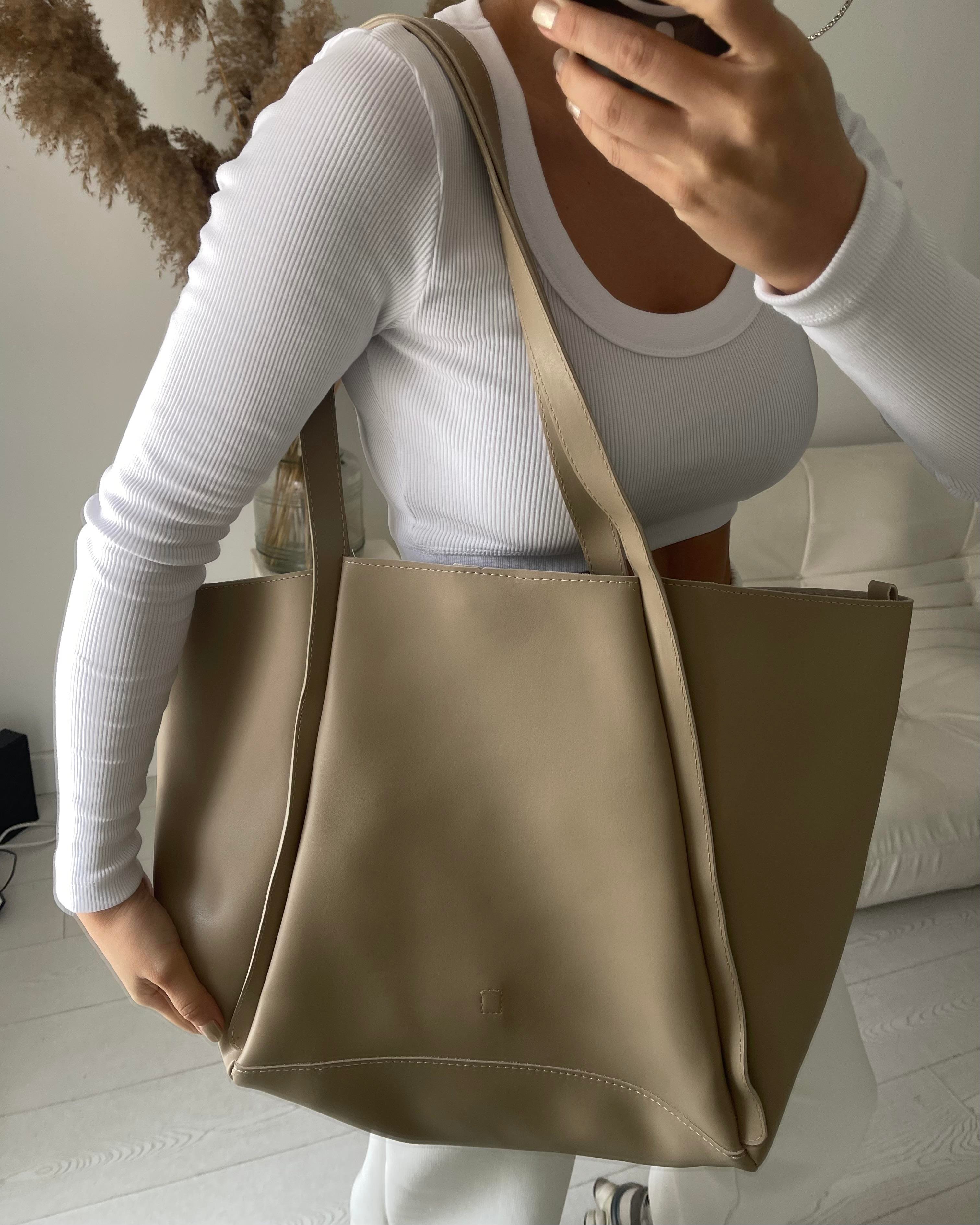 Oversize Yavrulu Çanta Vizon