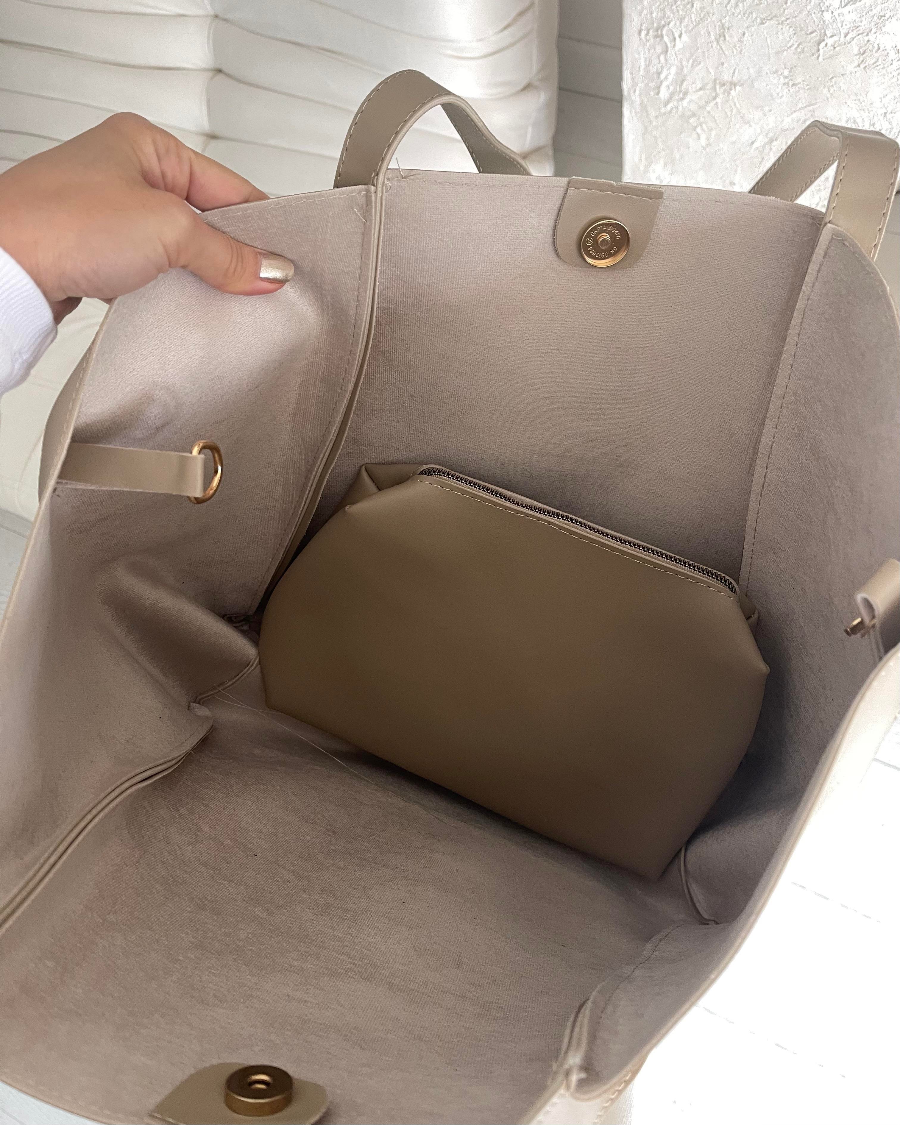 Oversize Yavrulu Çanta Vizon