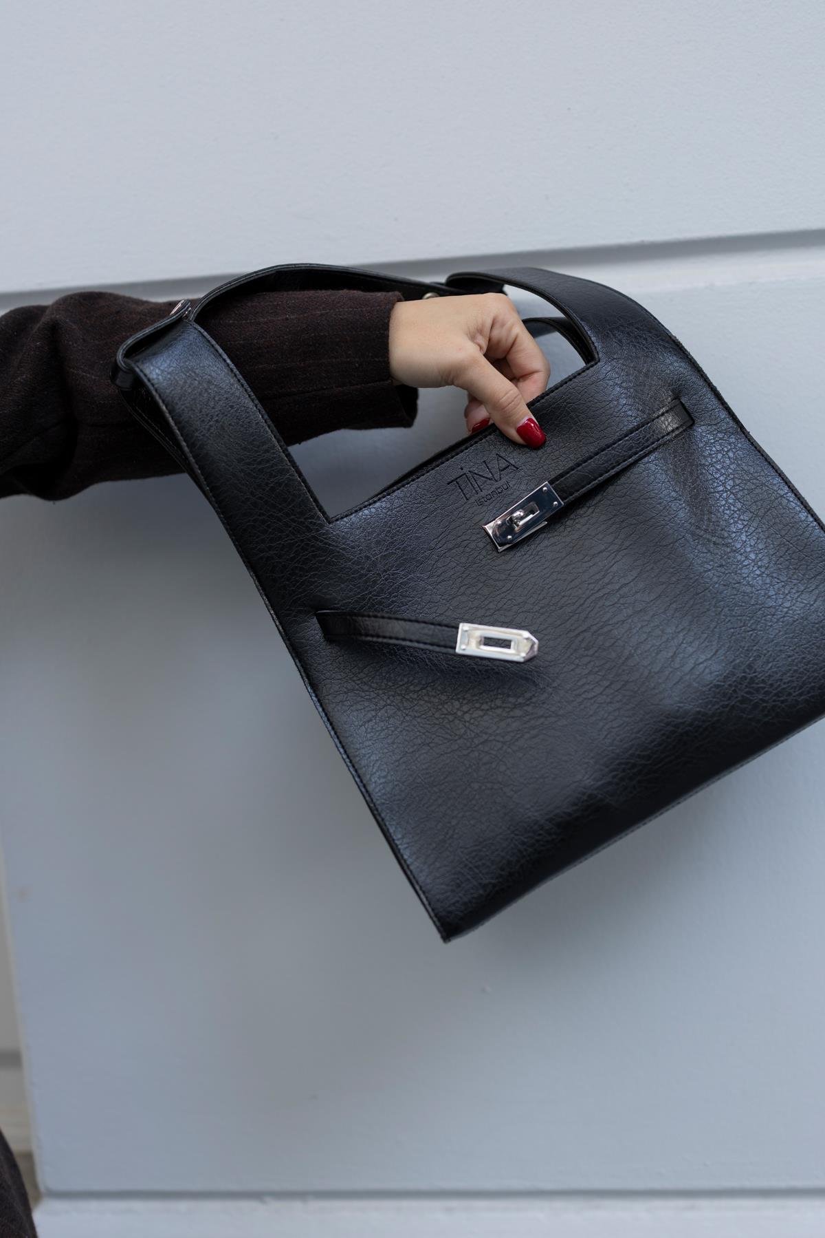 Shopper Bag Kemer Aksesuarlı Omuz Çantası Siyah