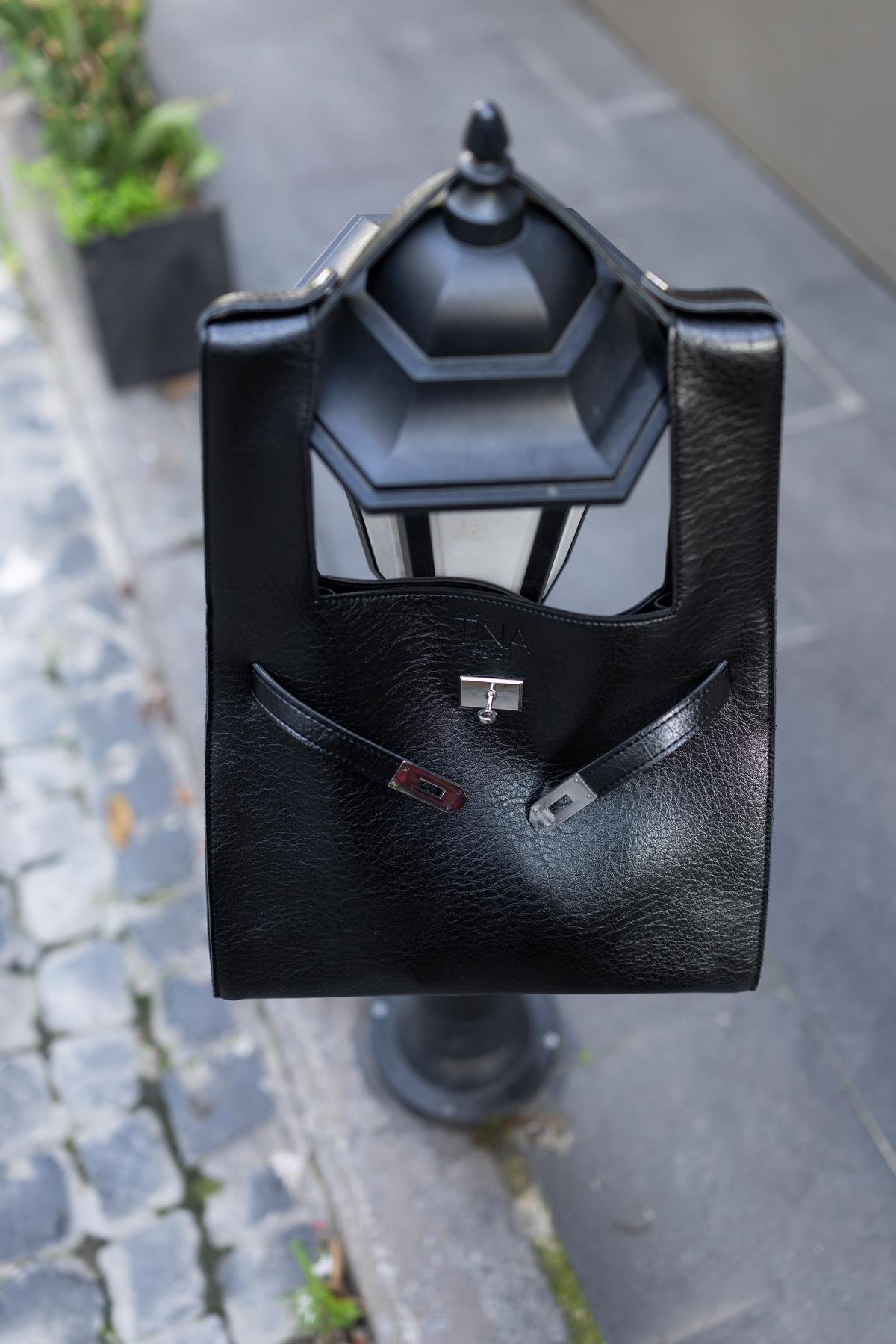 Shopper Bag Kemer Aksesuarlı Omuz Çantası Siyah