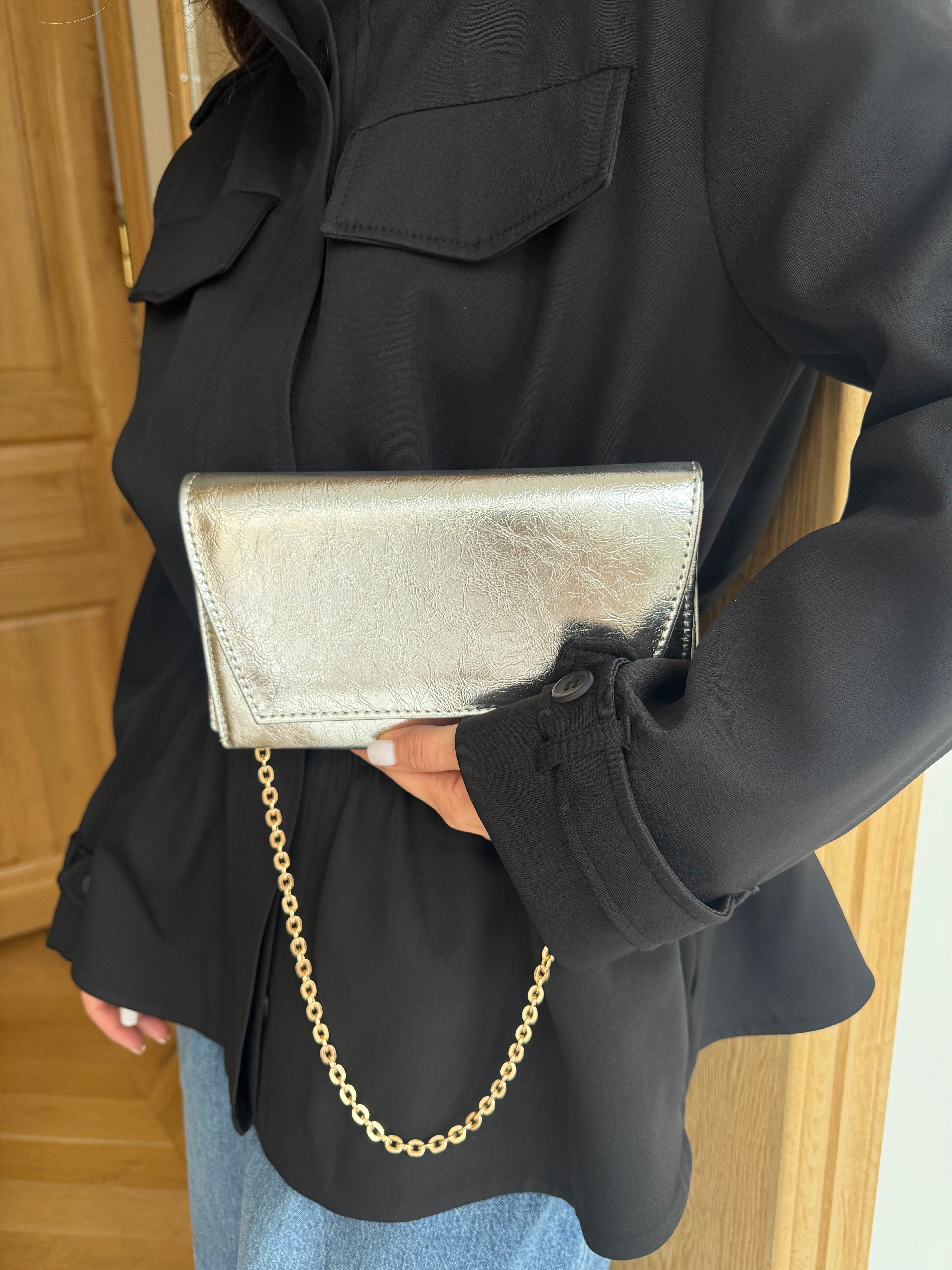 Zincir Askılı Portföy Çanta Silver