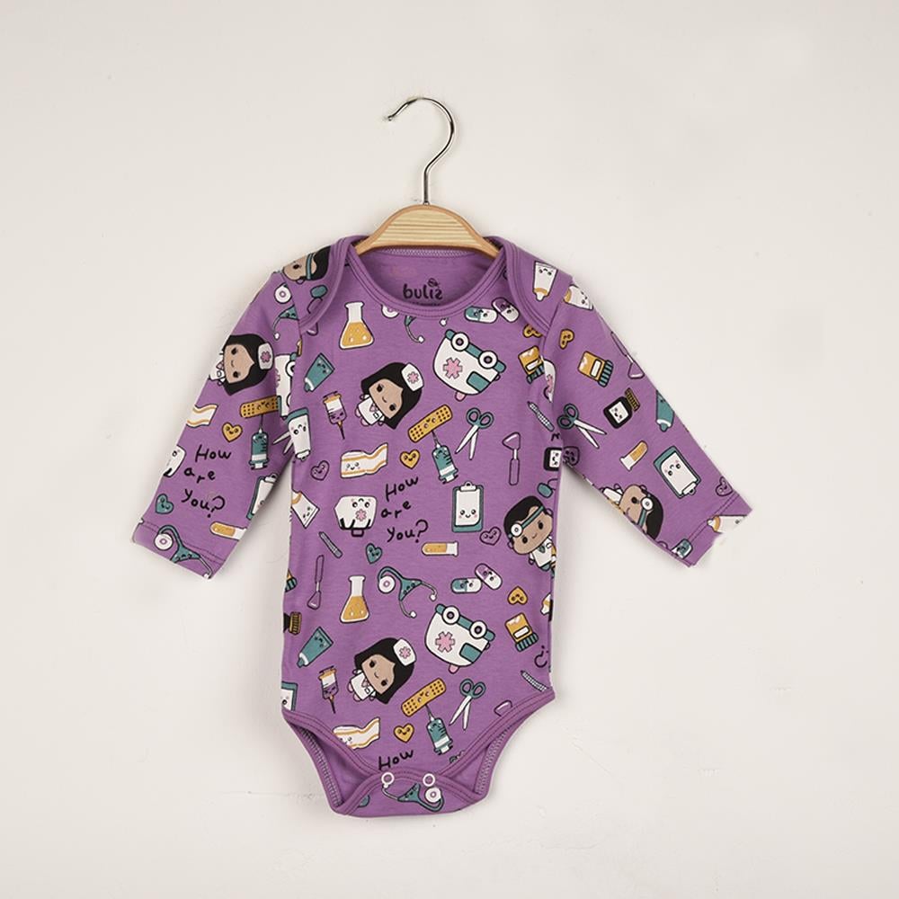 Bebek Doktor Temalı Uzun Kol Çıtçıtlı Badi