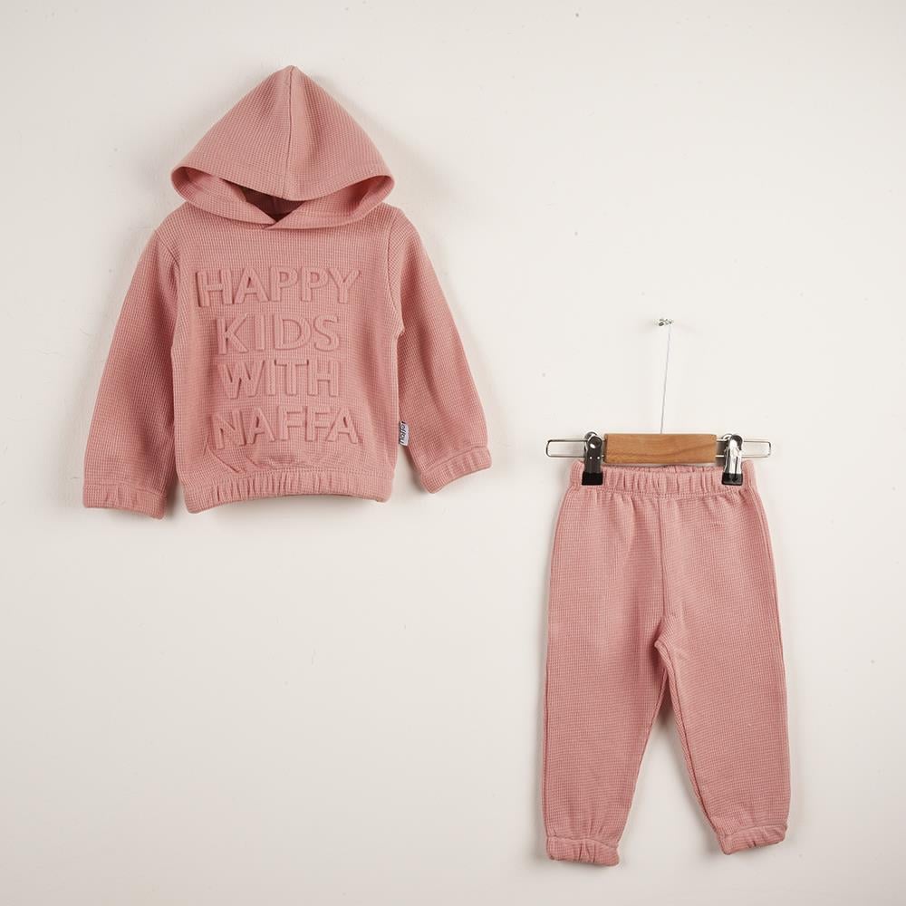 Bebek Happy Kids Yazı Temalı Kapüşonlu İkili Takım