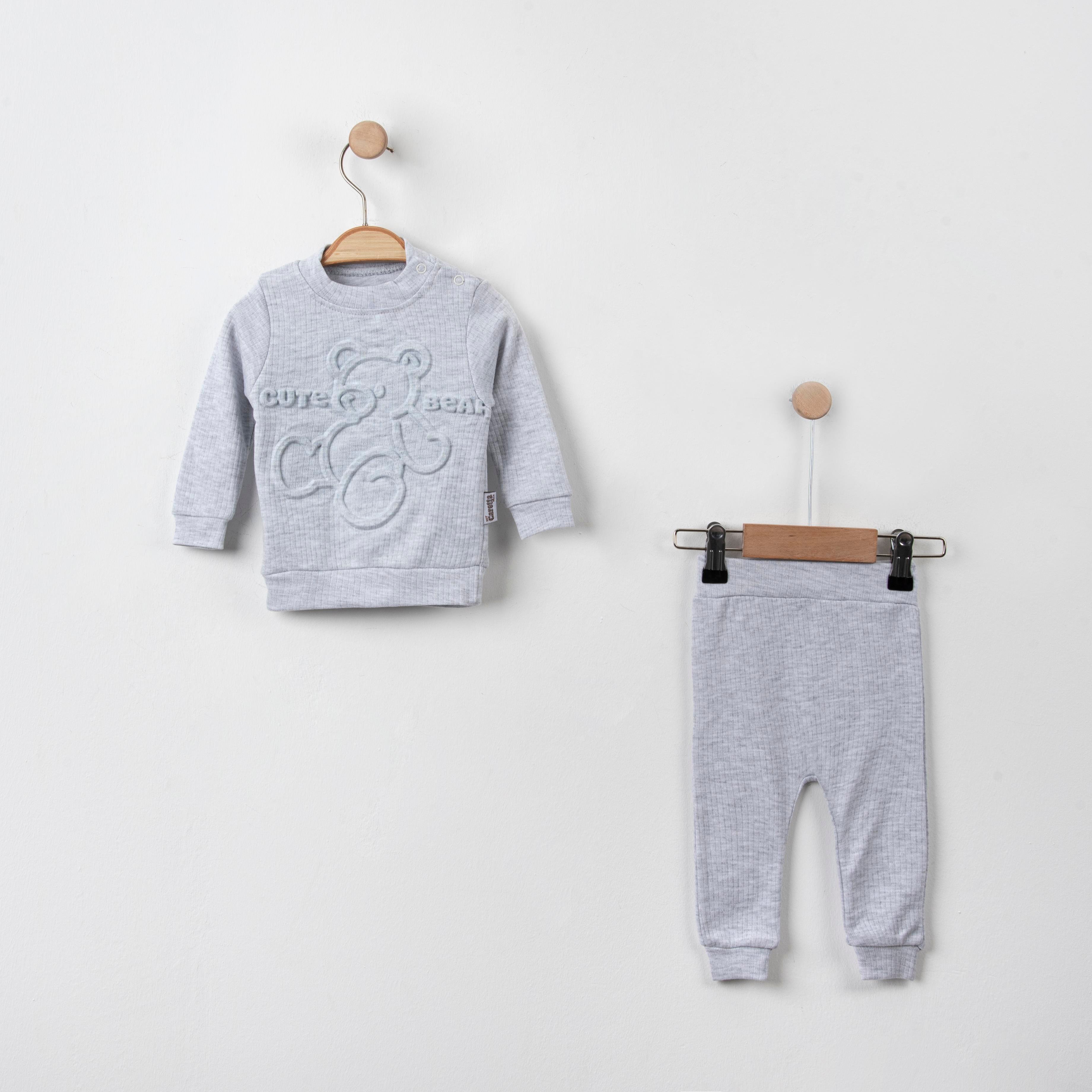 Bebek Kabartmalı Ayıcık Baskılı İkili Takım