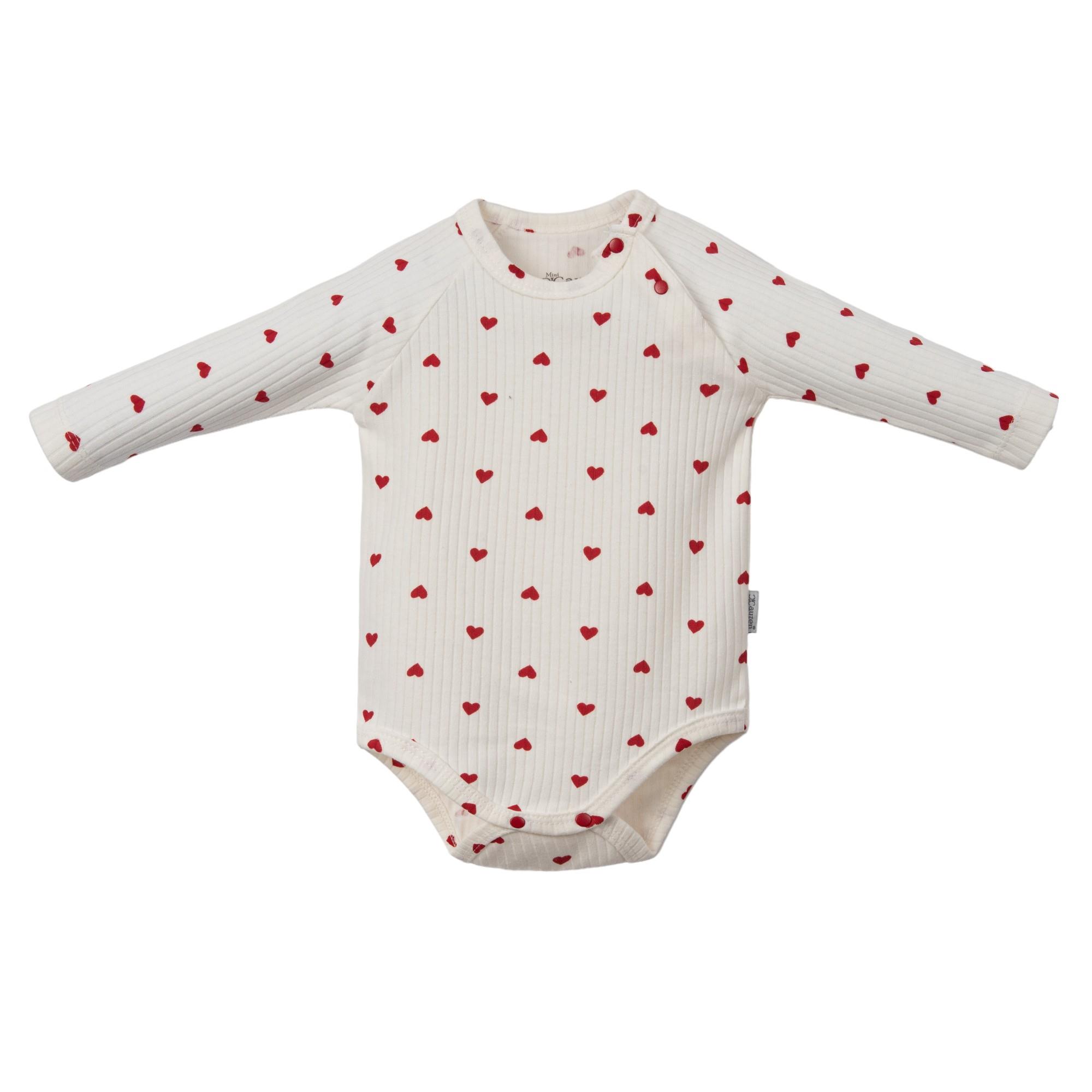 Bebek Kalp Desenli Yakası Çıtçıtlı Badili Üçlü Takım