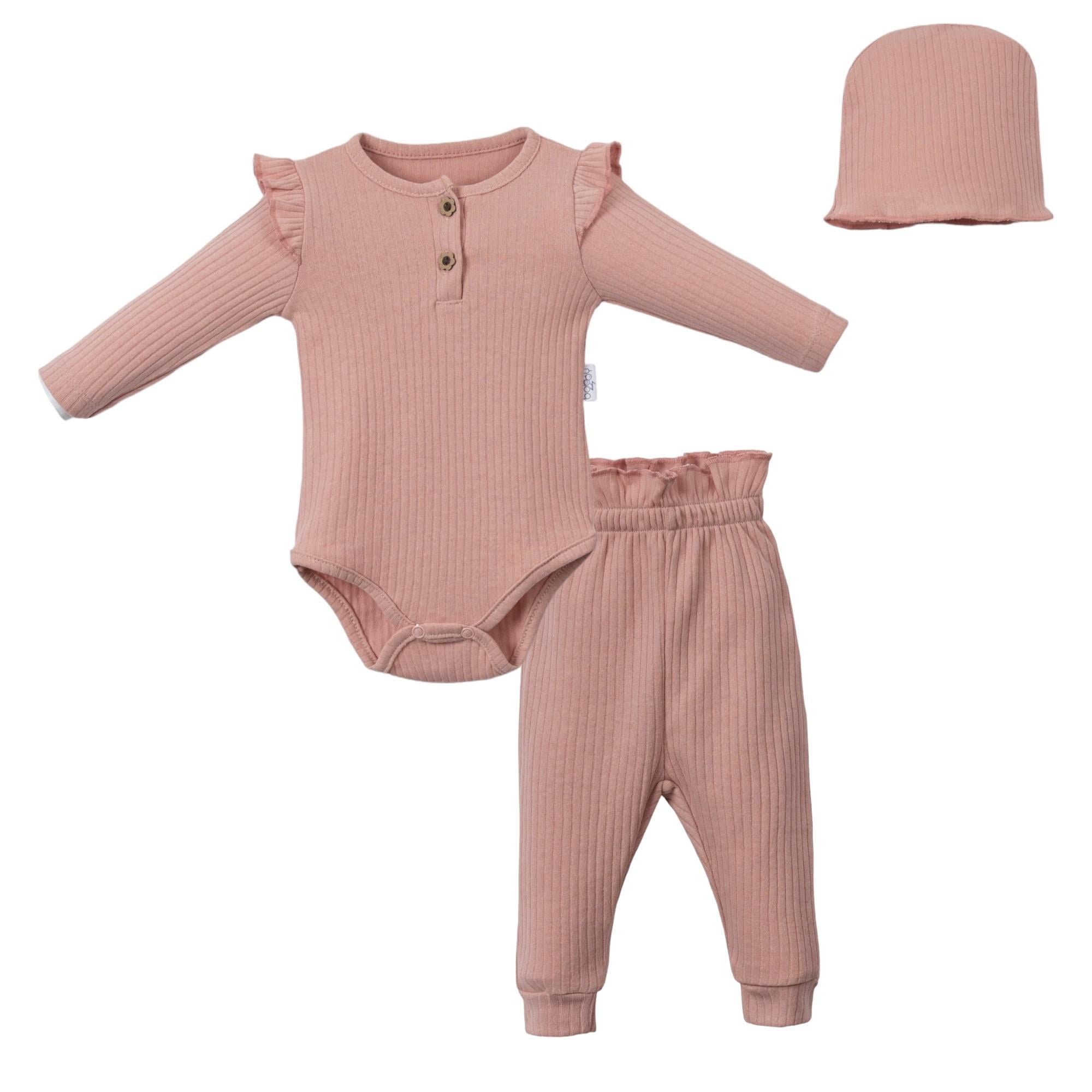 Bebek Kolları Fırfırlı Badi Ve Bereli Üçlü Takım