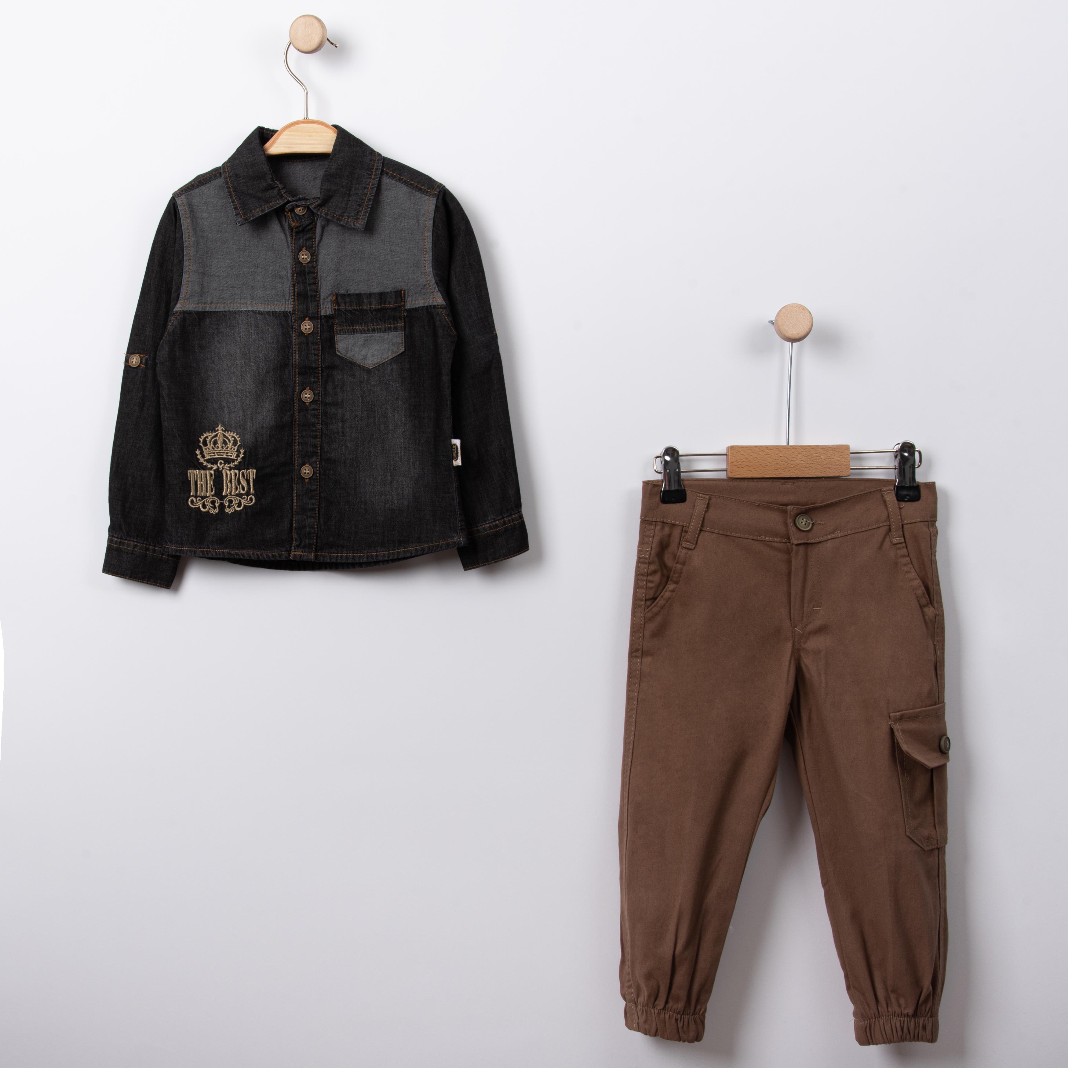 Bebek The Best Yazı Nakışlı Kot Gömlek Pantolon İkili Takım