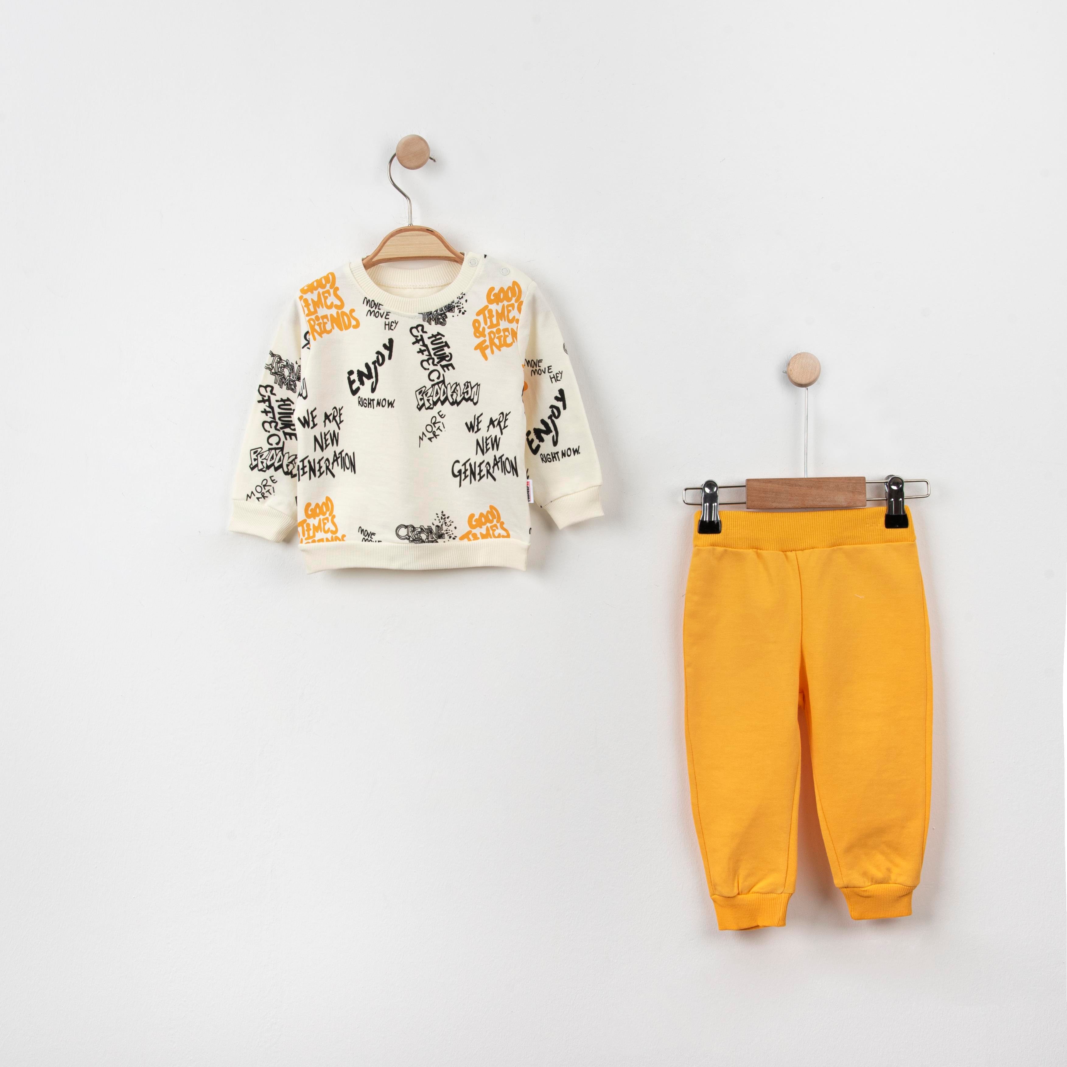 Bebek Yazı Temalı Sweatshirtlü İkili Takım