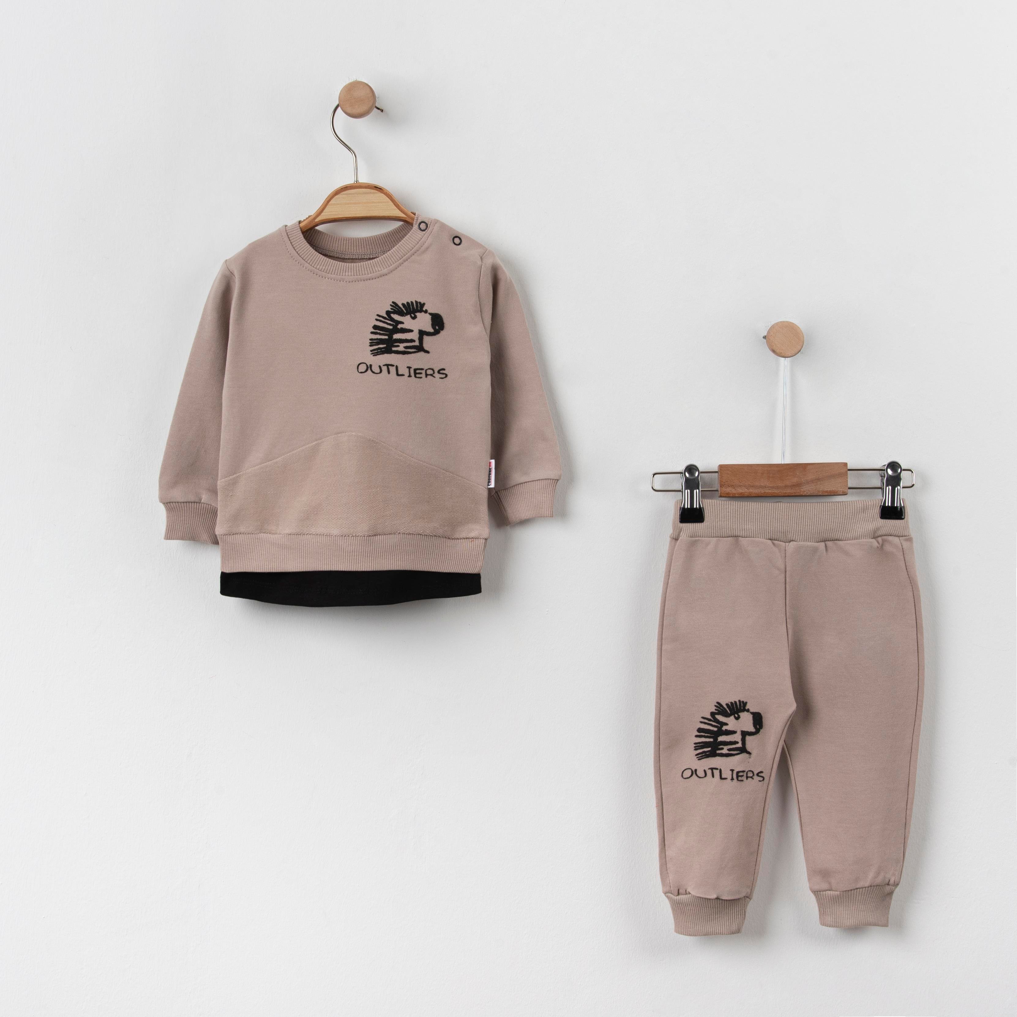 Bebek Zebra Figürü Baskılı Sweatshirt Alt İkili Takım