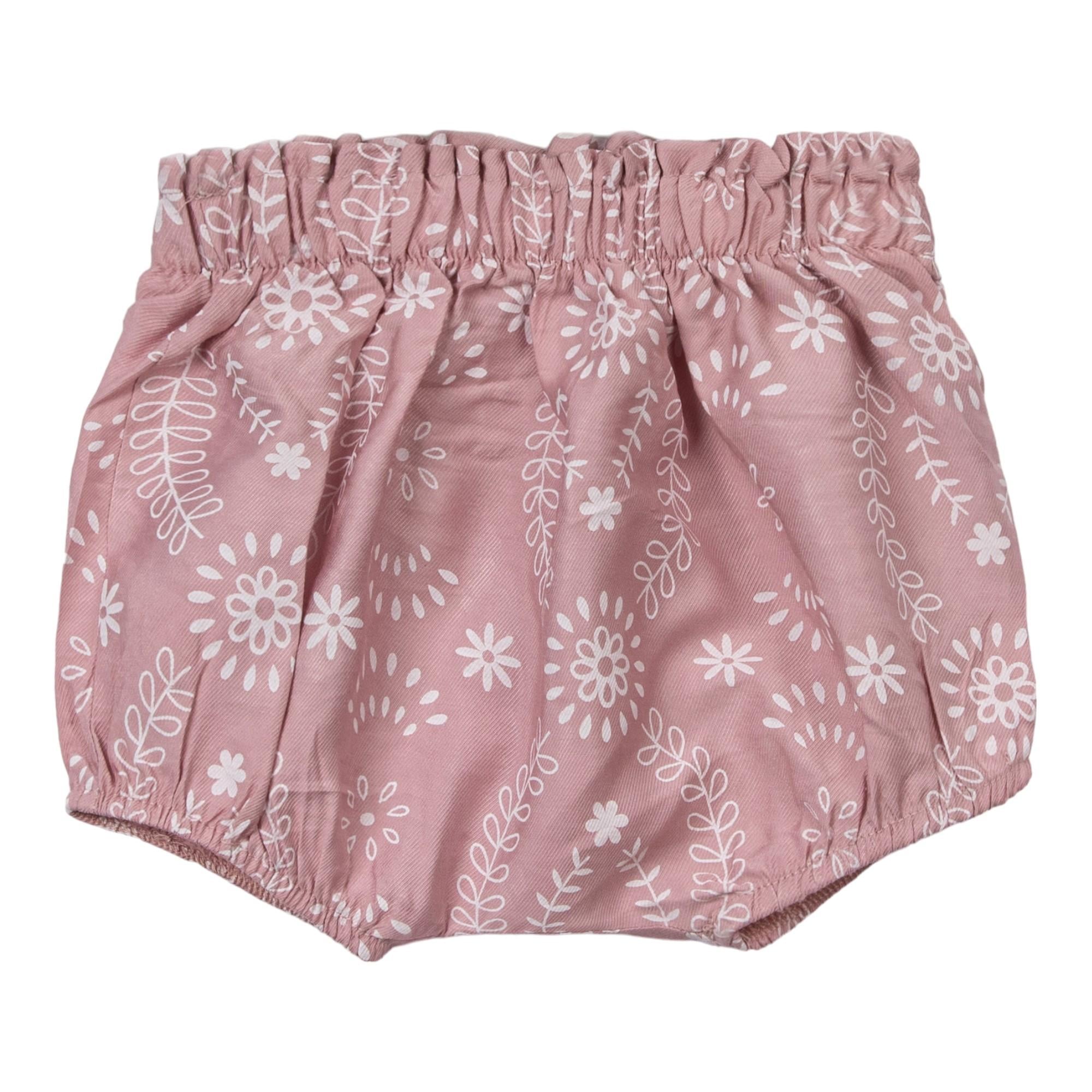 Çiçek Baskılı Büzgülü Bel Kız Bebek Şort