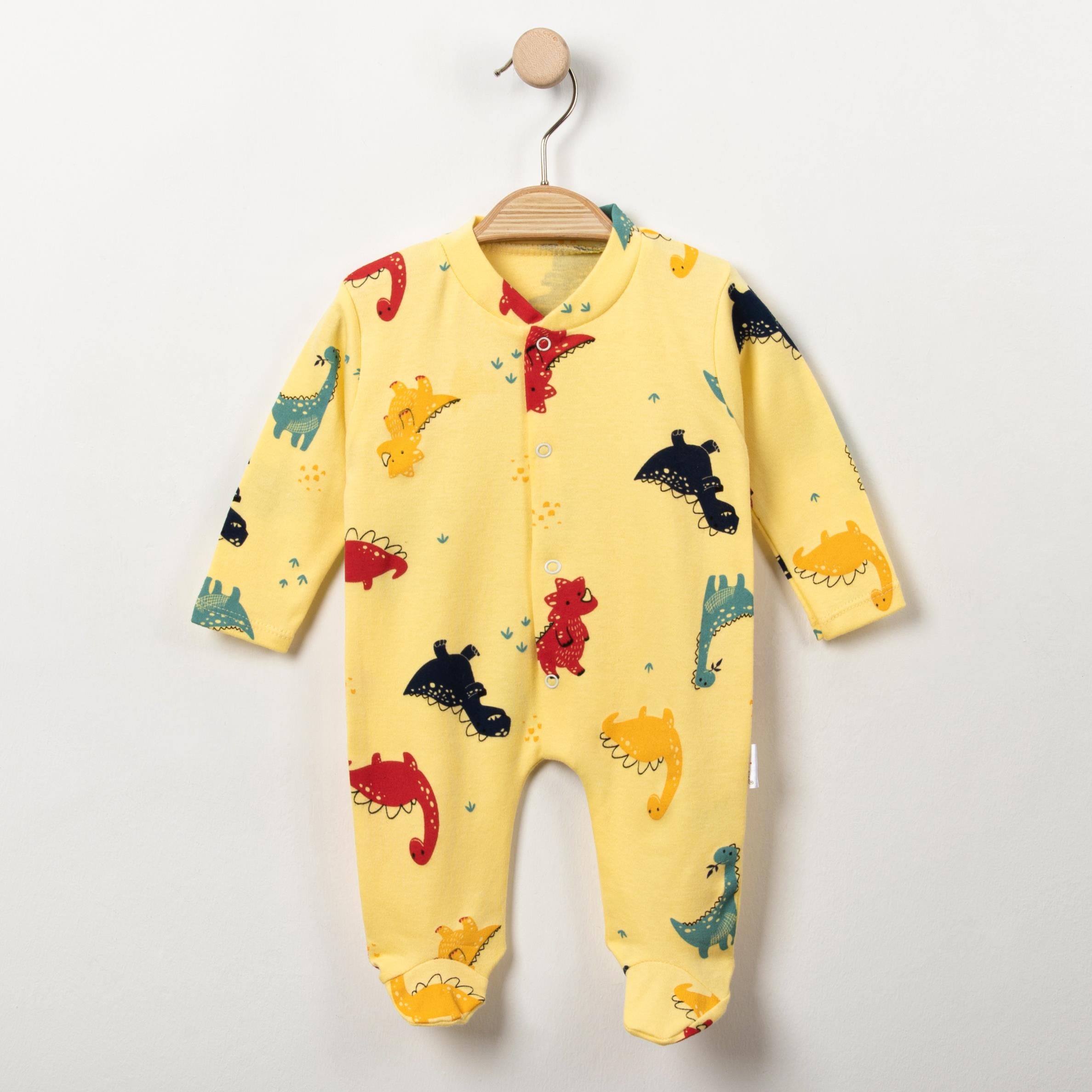 Dinozor Figürü Temalı Bebek Çıtçıtlı Patikli Tulum