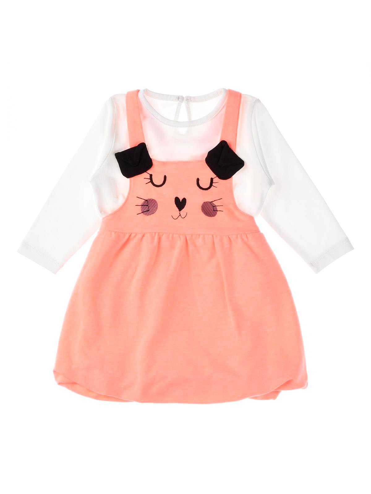 Divonette Mevsimlik Kedi Nakışlı Balon Badili Elbise