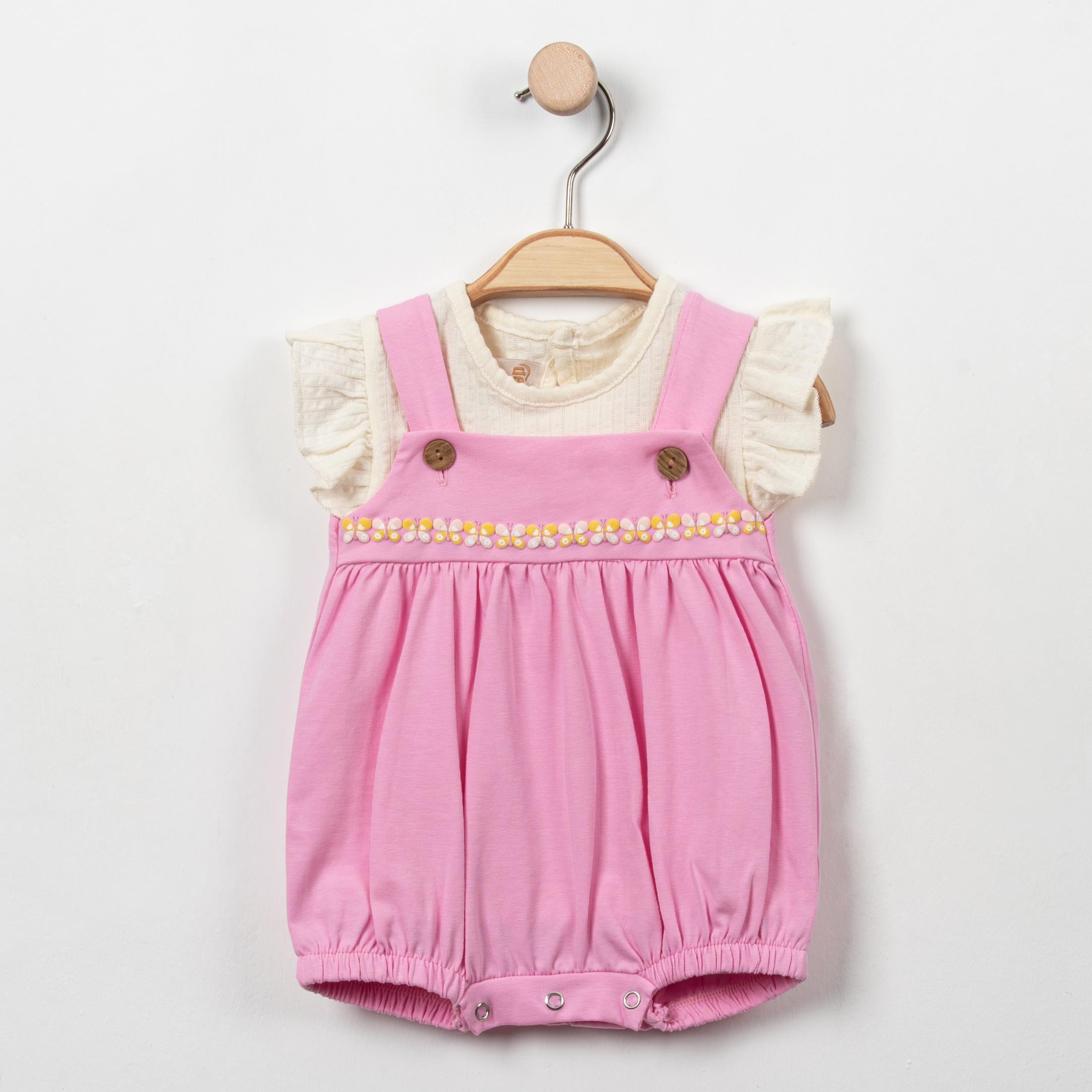 Kelebek Figür Detaylı Bebek Tshirt Salopet Takım