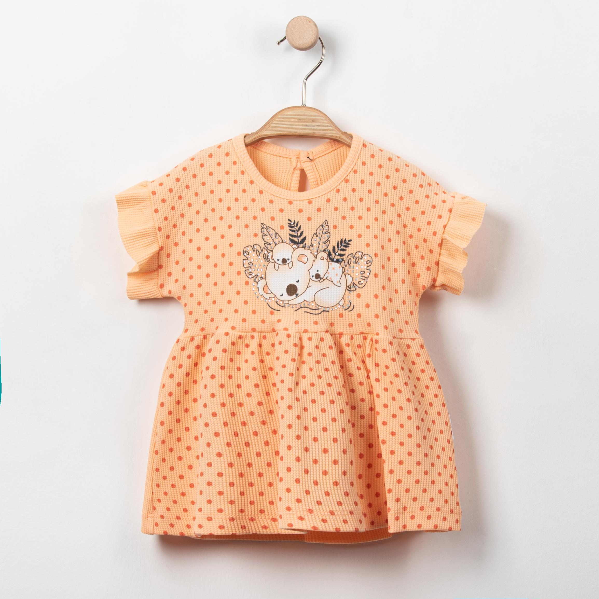 Koala Desen Puantiyeli Bebek Elbise