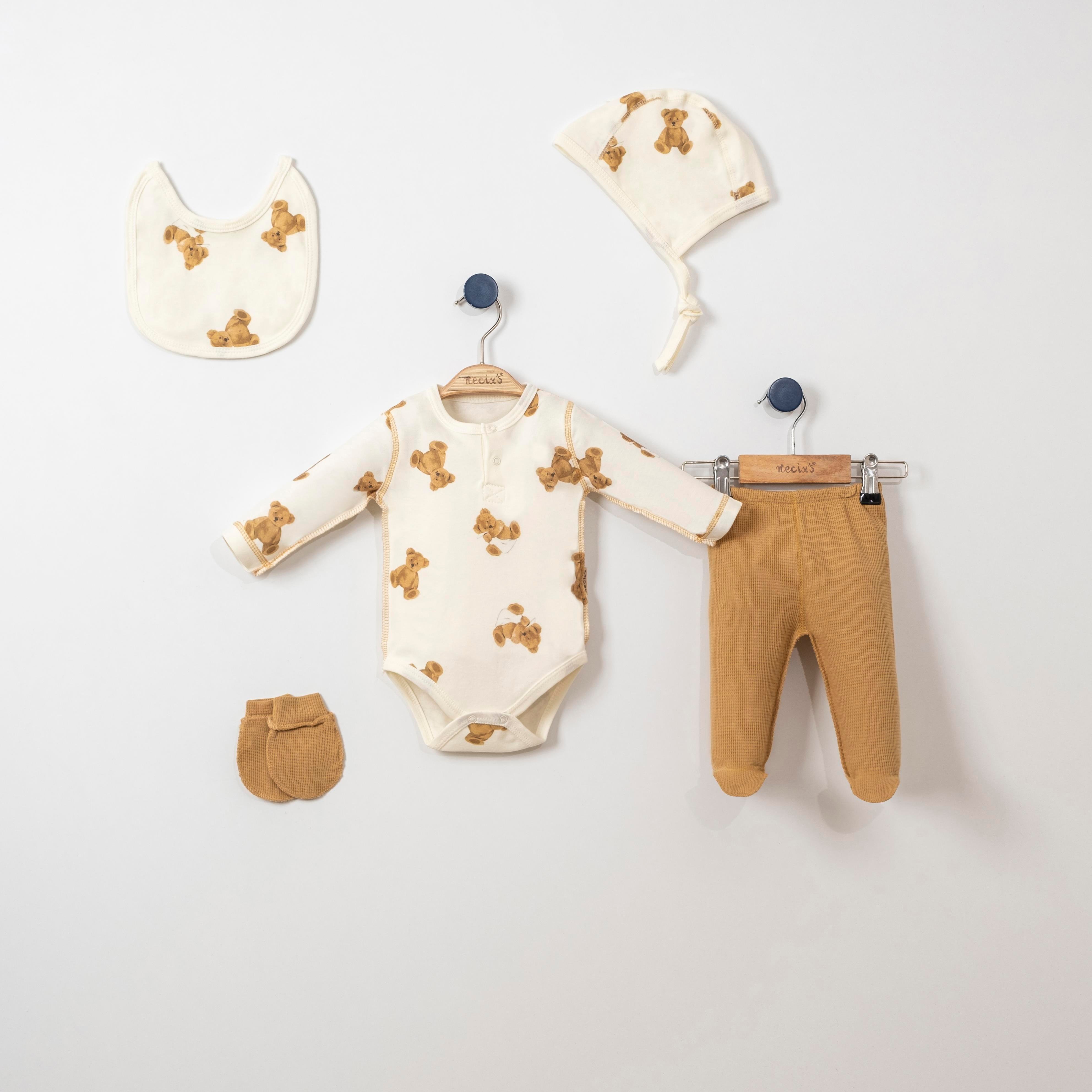 Necix's Bebek Ayıcık Temalı Karyoka Dikişli Beşli Hastane Çıkış Seti