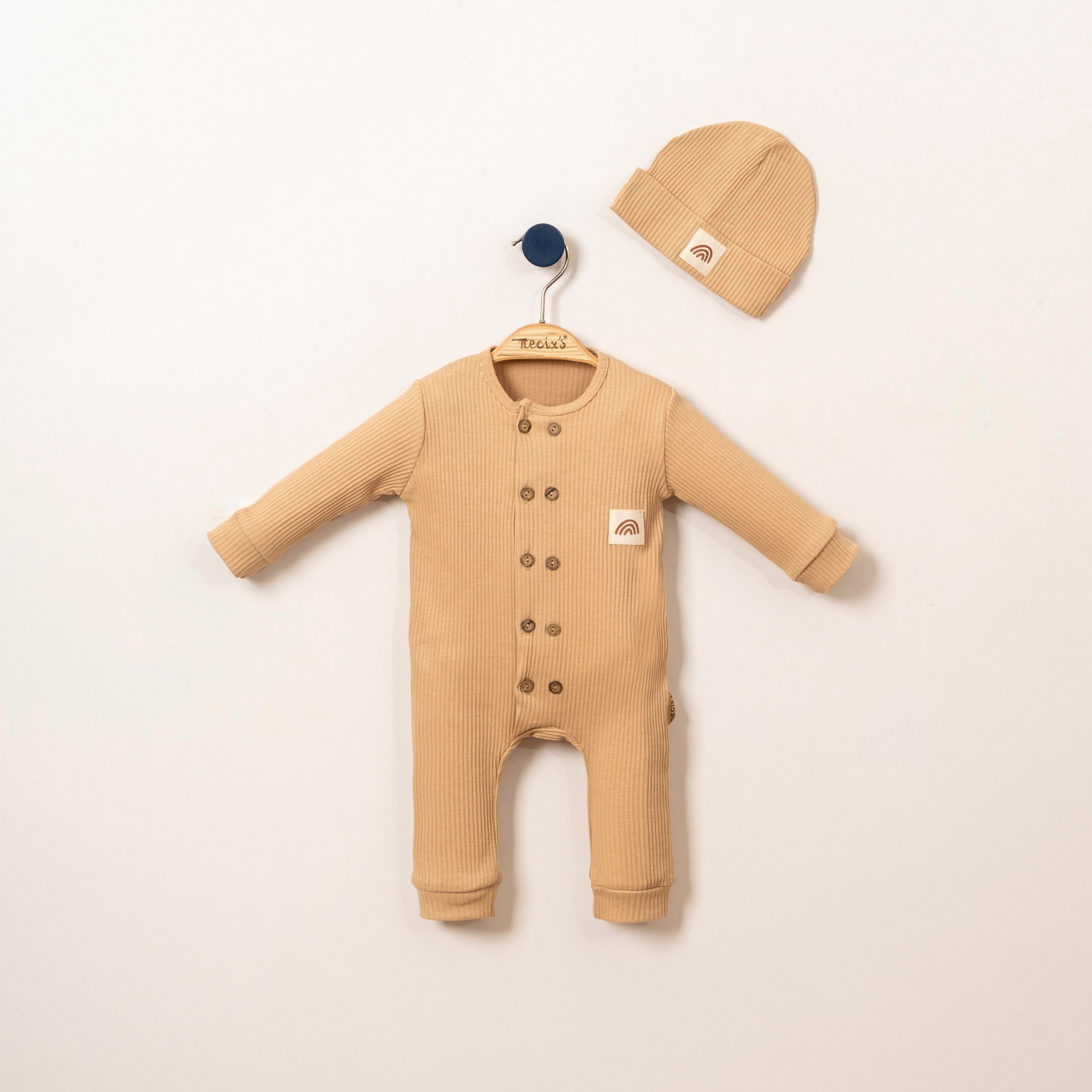 Necix's Çift Ahşap Düğme Detaylı Şapkalı Tulum