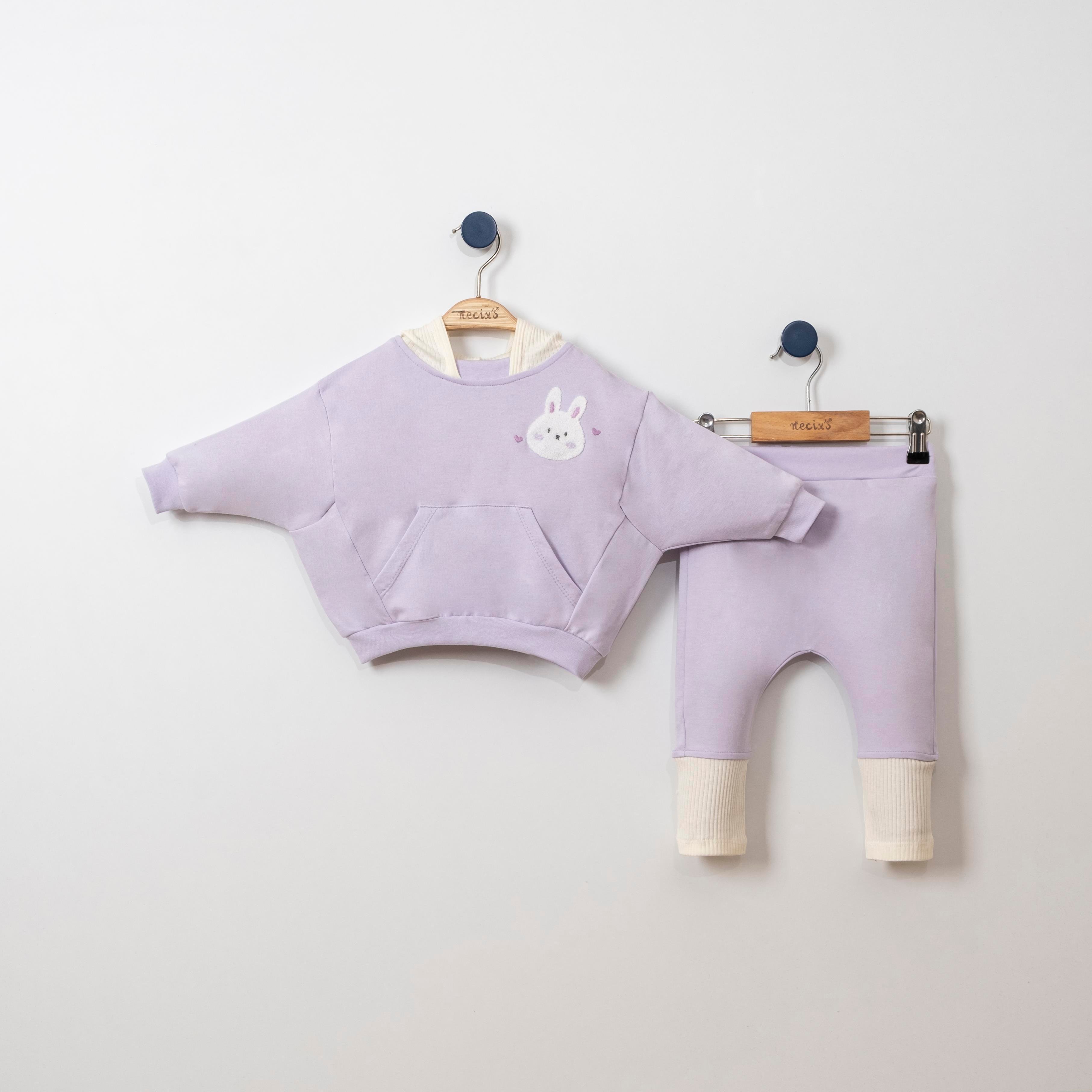 Necix's Tavşan Figürlü Yarasa Kol Kapüşonlu İkili Takım