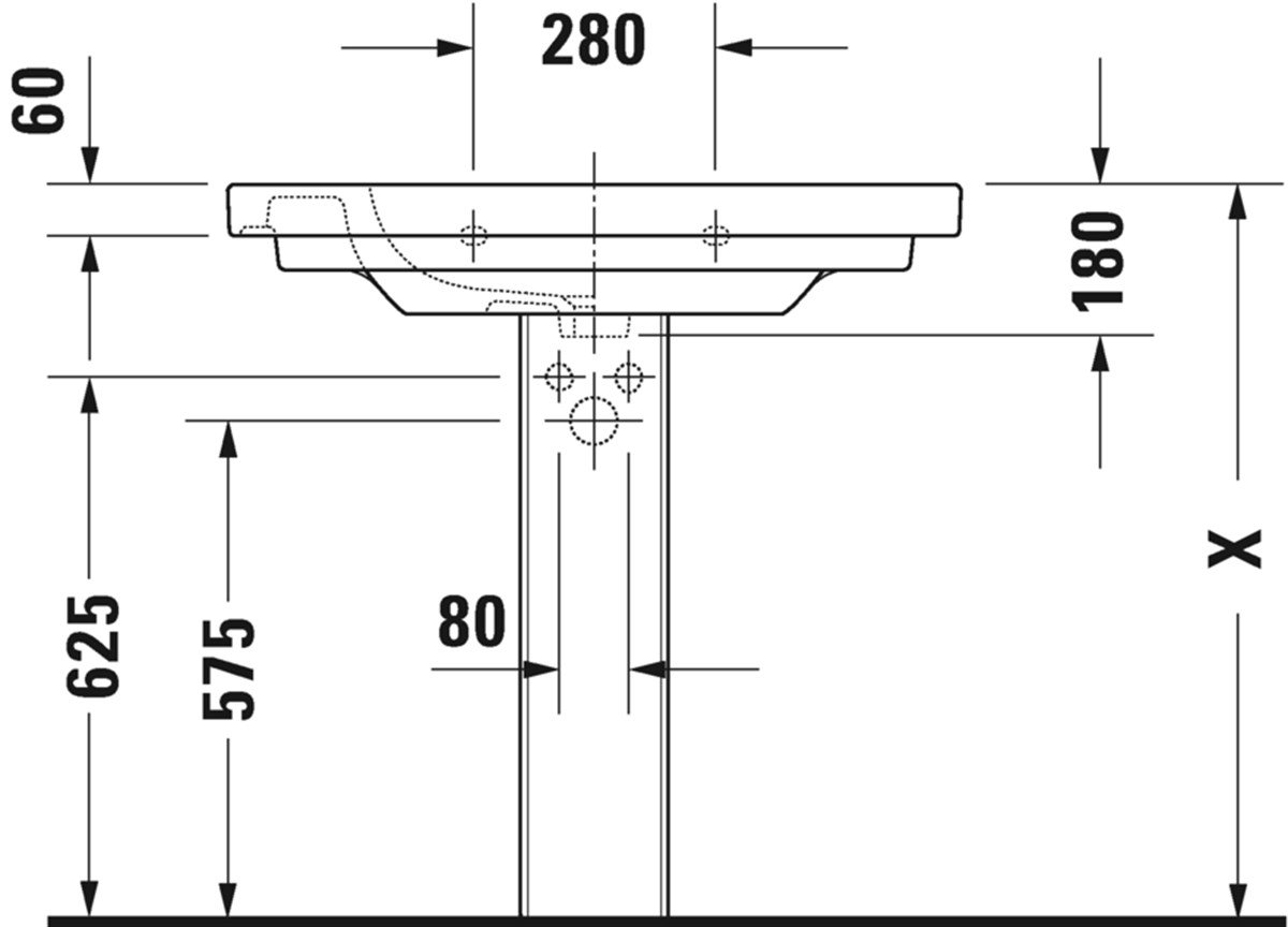 Duravit D-Code Etajerli Lavabo 80 cm
