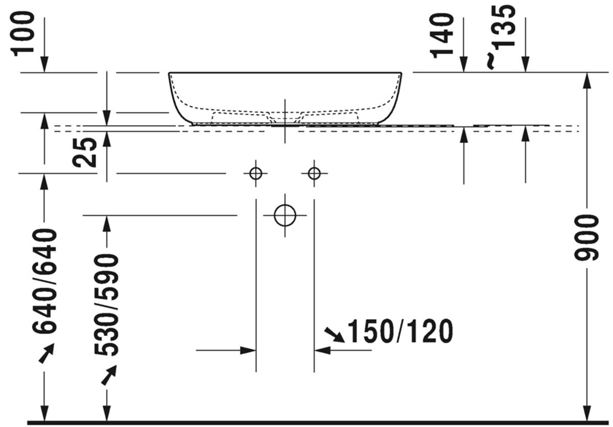 Duravit Luv DuraCeram Çanak Lavabo 60 cm Beyaz/Gri