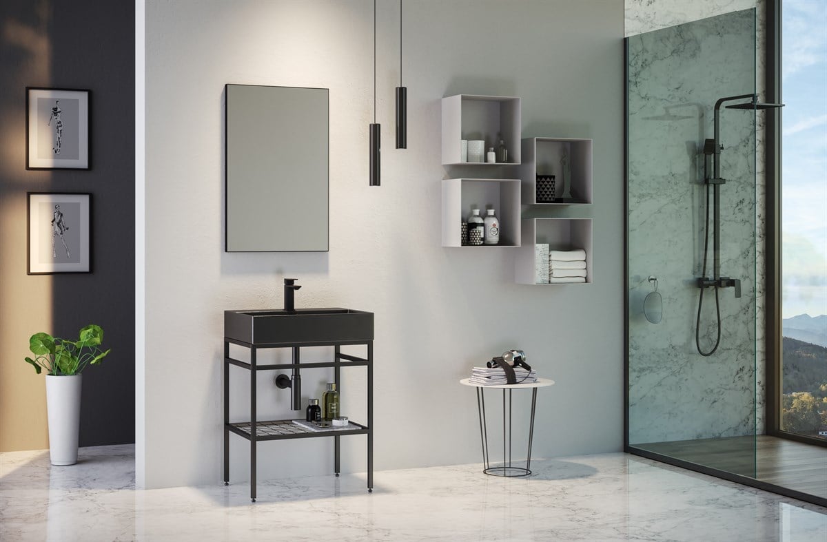 Orka Capetown Black 80 cm Banyo Dolabı