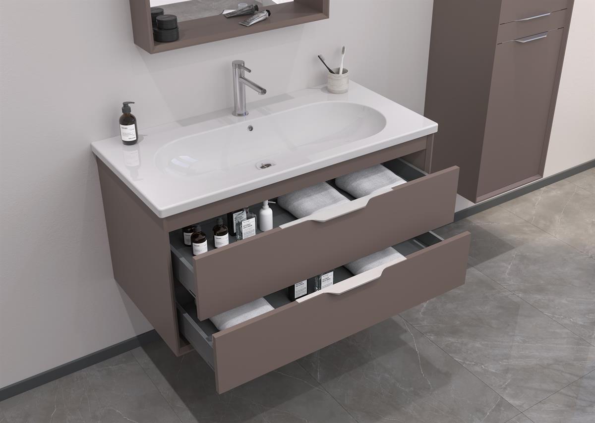 Orka Clay 100 cm Çift Çekmeceli Banyo Dolabı