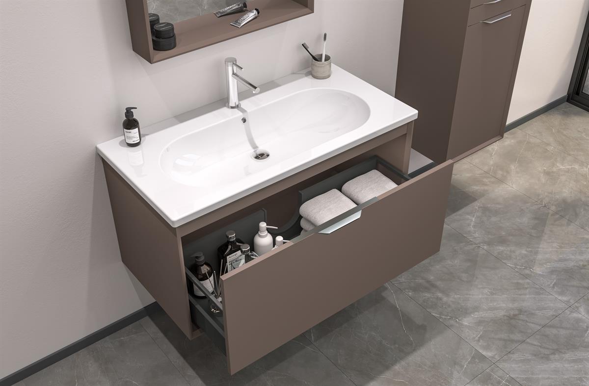 Orka Clay 100 cm Tek Çekmeceli Banyo Dolabı