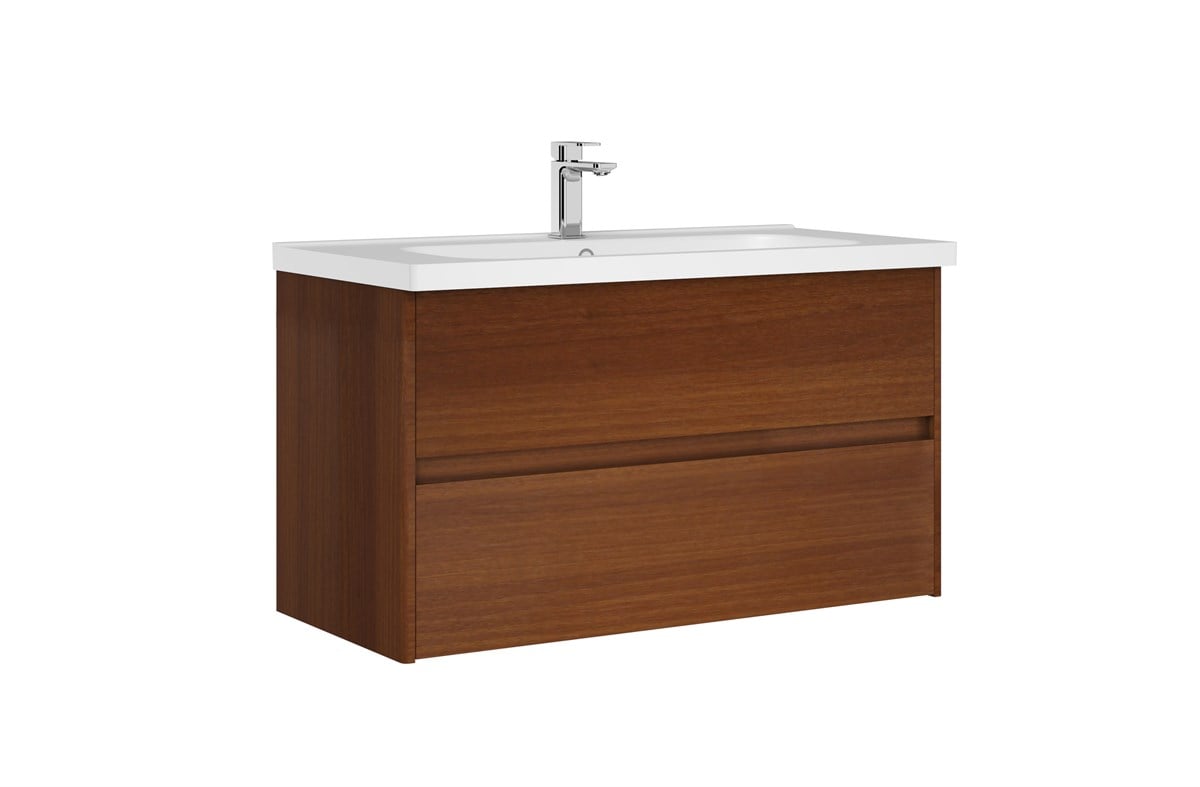 Orka Düden Çekmeceli Walnut 60 cm Banyo Dolabı